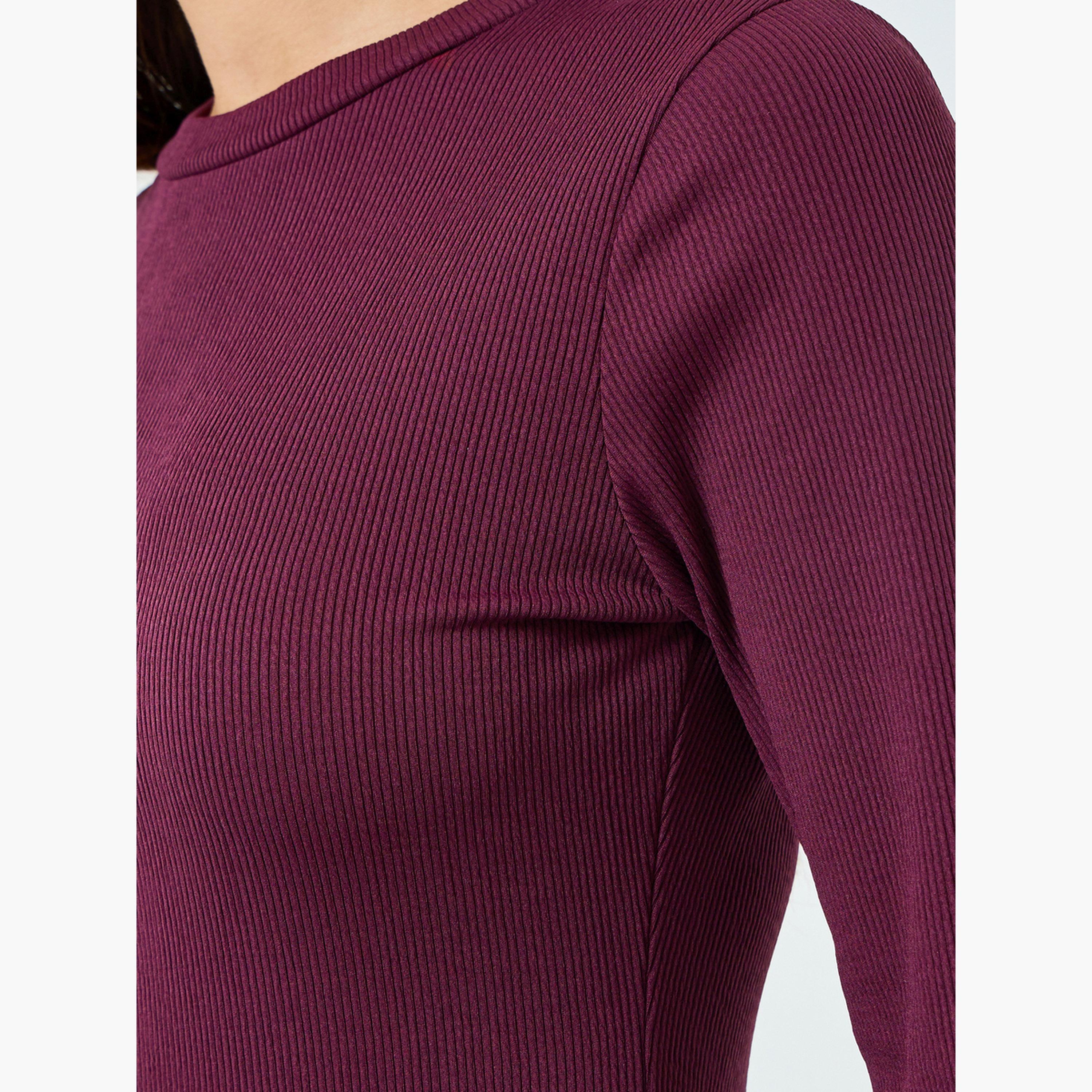 Styli Burgundy Maxi Sheath Dress with Long Sleeves-women-clothing-dresses-image-6