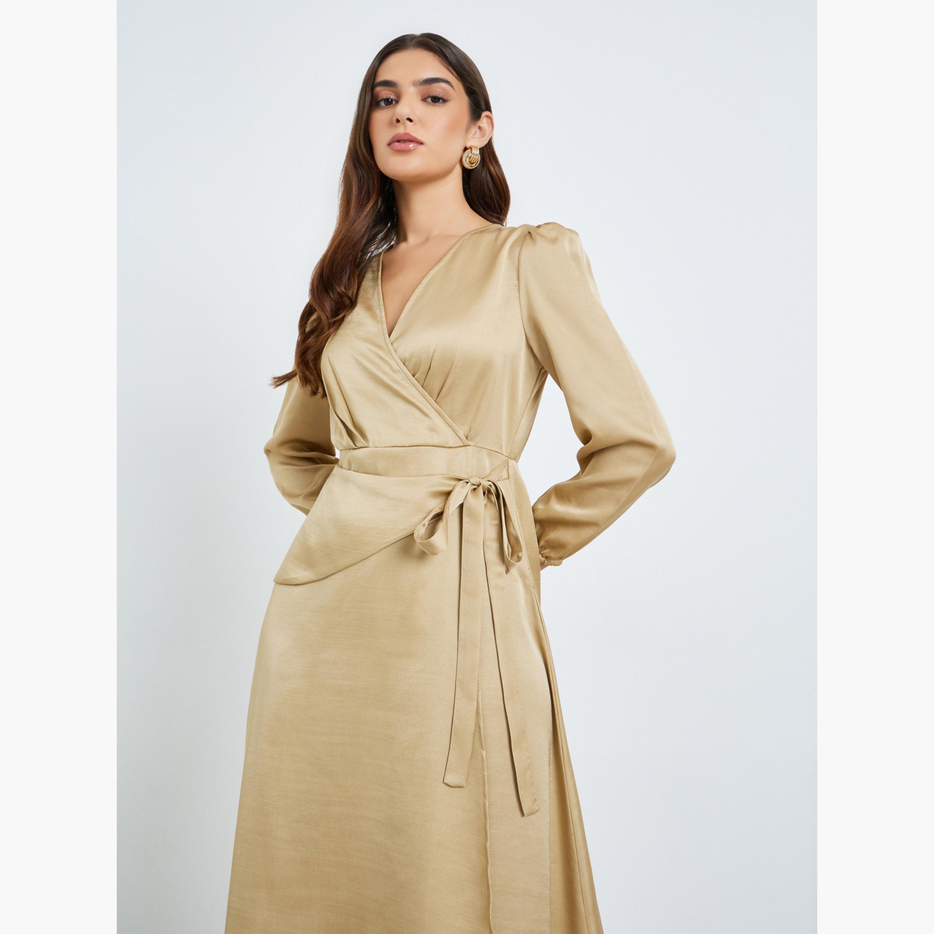 Styli Women Beige Wrap Maxi Dress-women-clothing-dresses-image-4