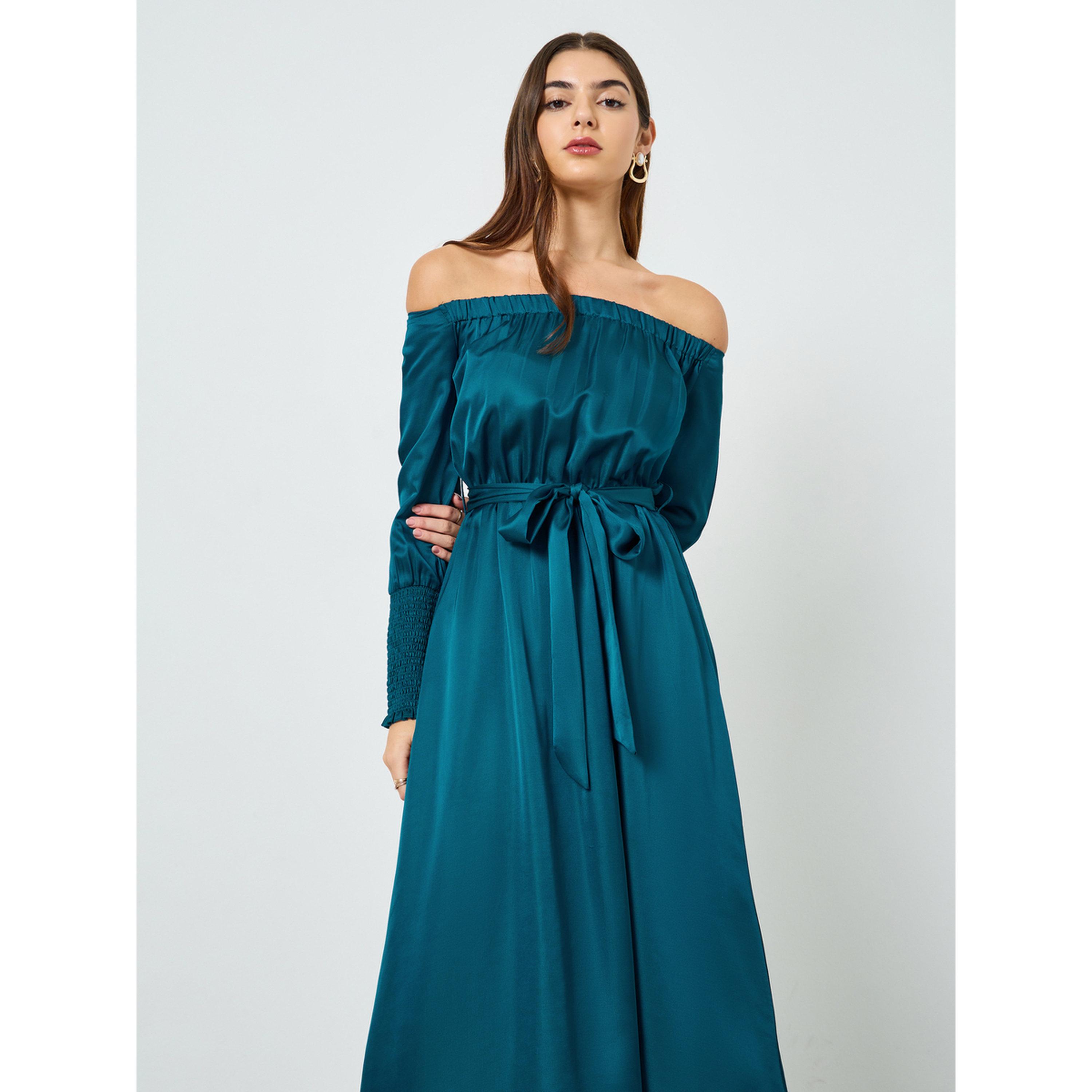 فستان طويل مكشوف الأكتاف مع حزام ربط-women-clothing-dresses-image-2