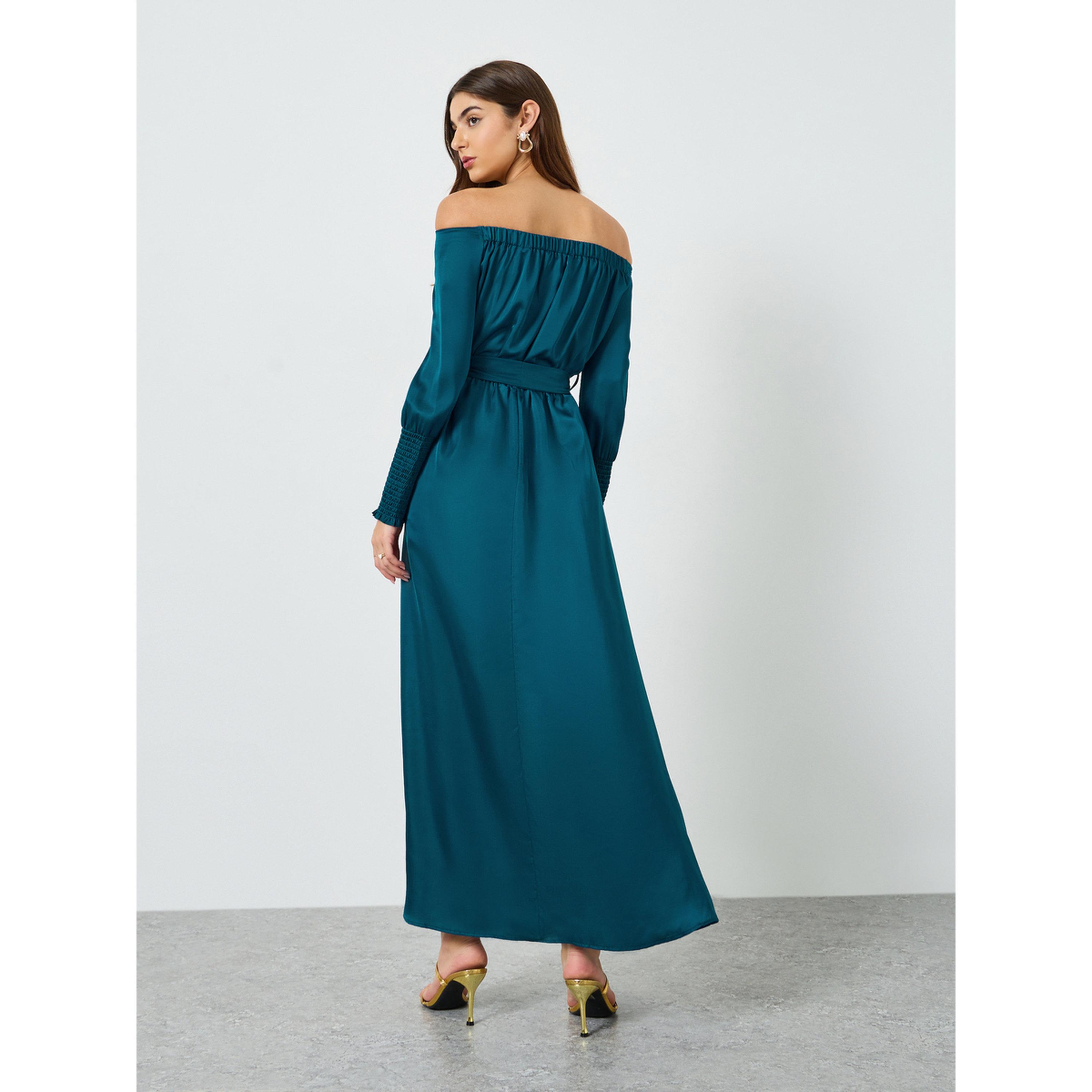 فستان طويل مكشوف الأكتاف مع حزام ربط-women-clothing-dresses-image-4