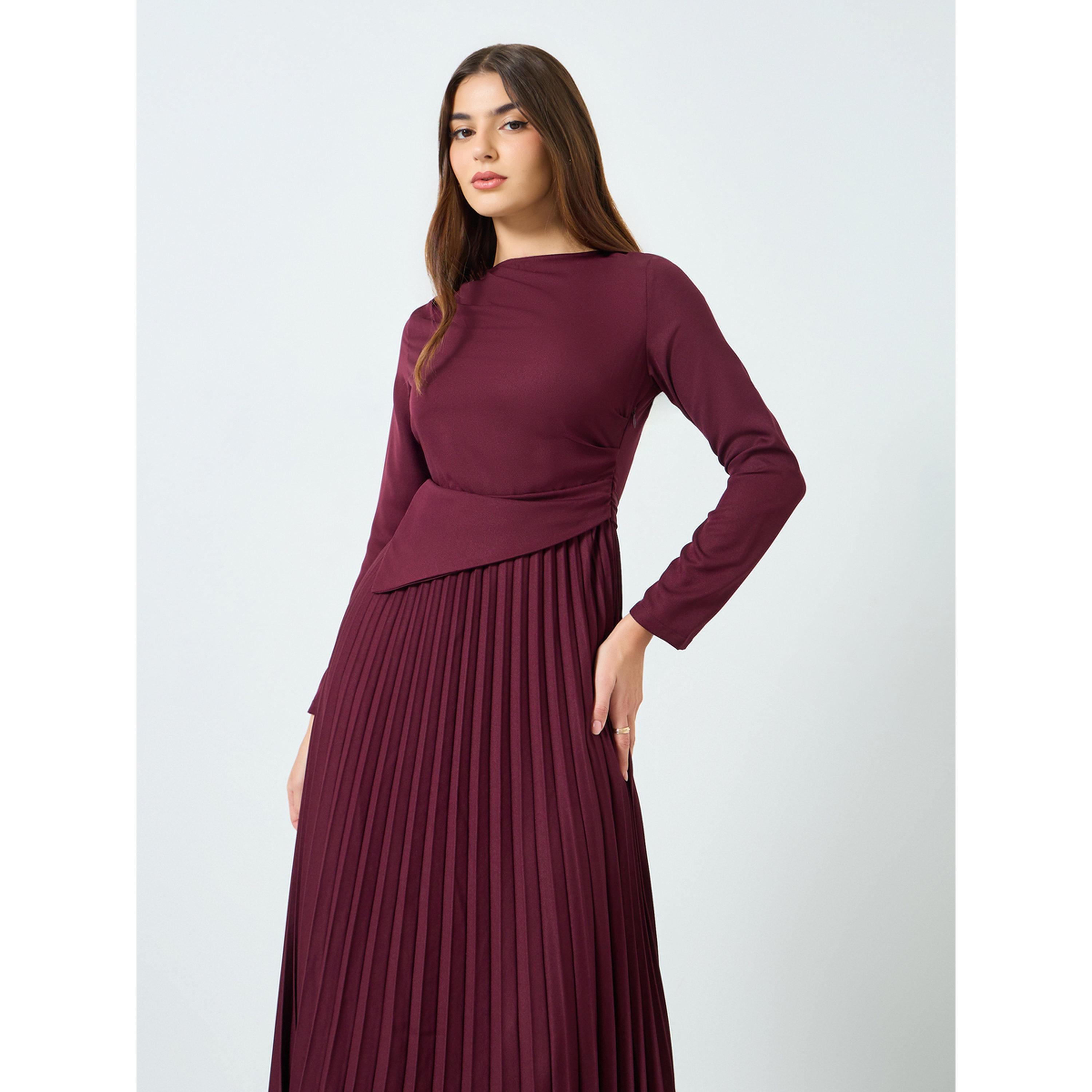 فستان ميدي مزين بكسرات-women-clothing-dresses-image-3