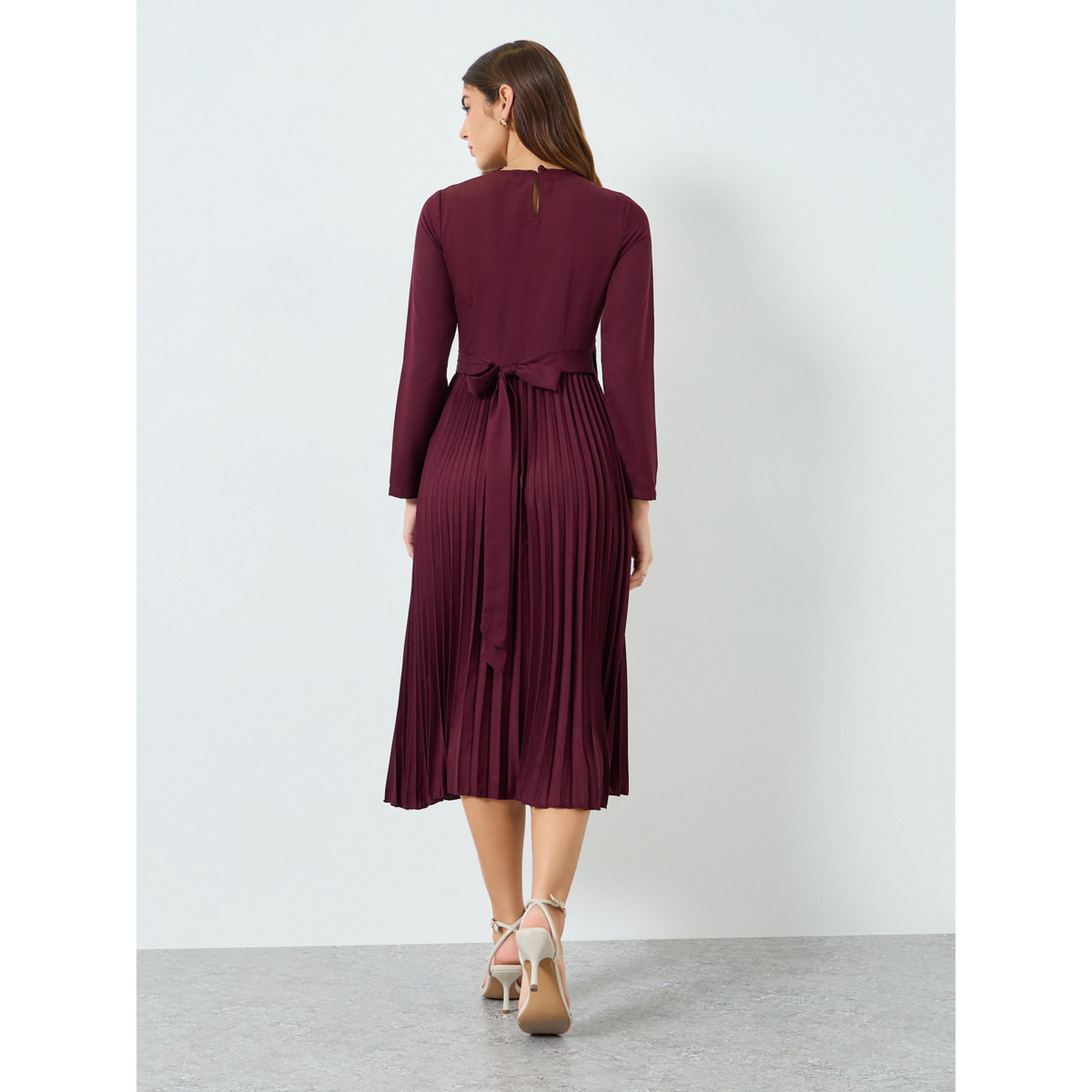 فستان ميدي مزين بكسرات-women-clothing-dresses-image-4