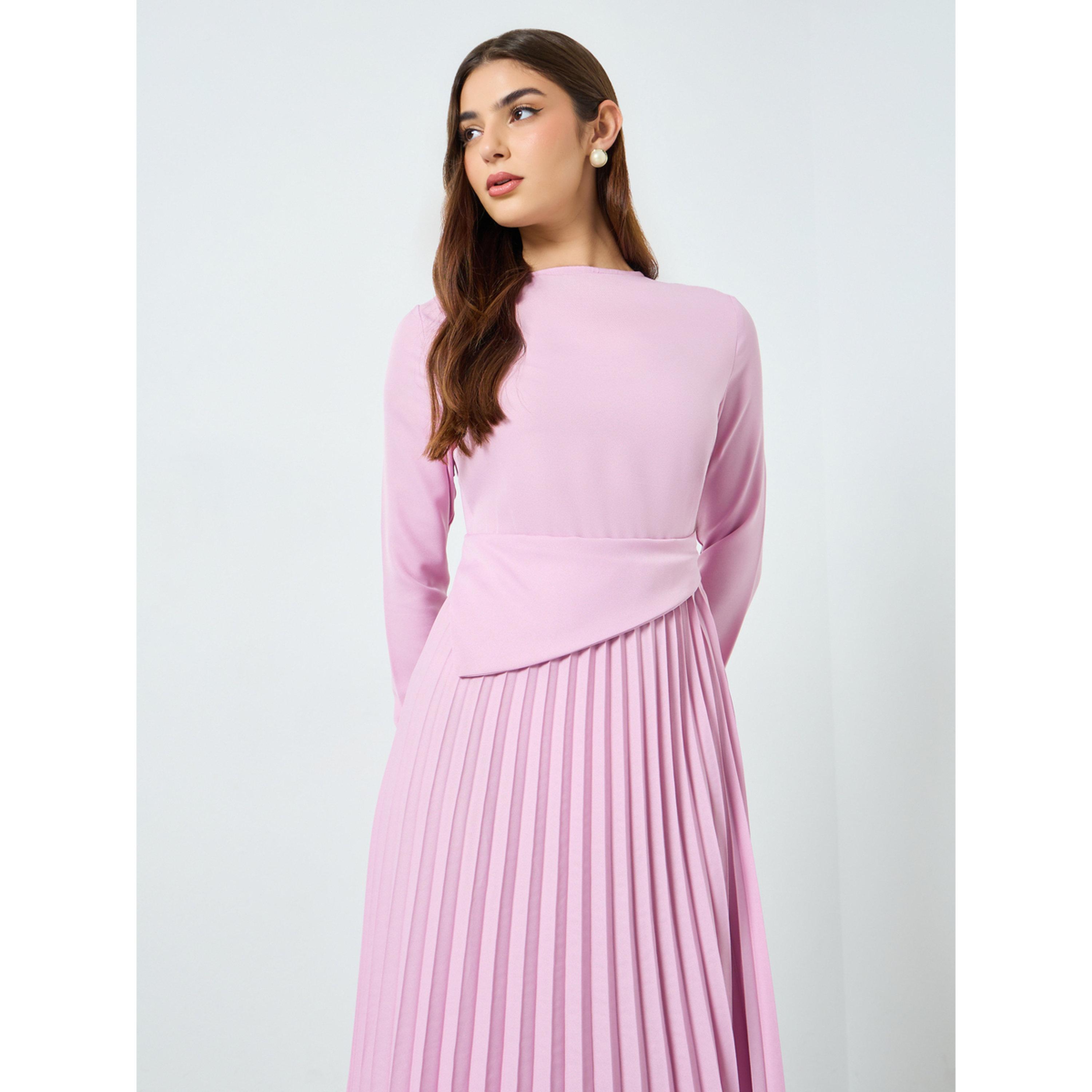 Styli Women Lilac Pleated Midi Dress-women-clothing-dresses-image-3