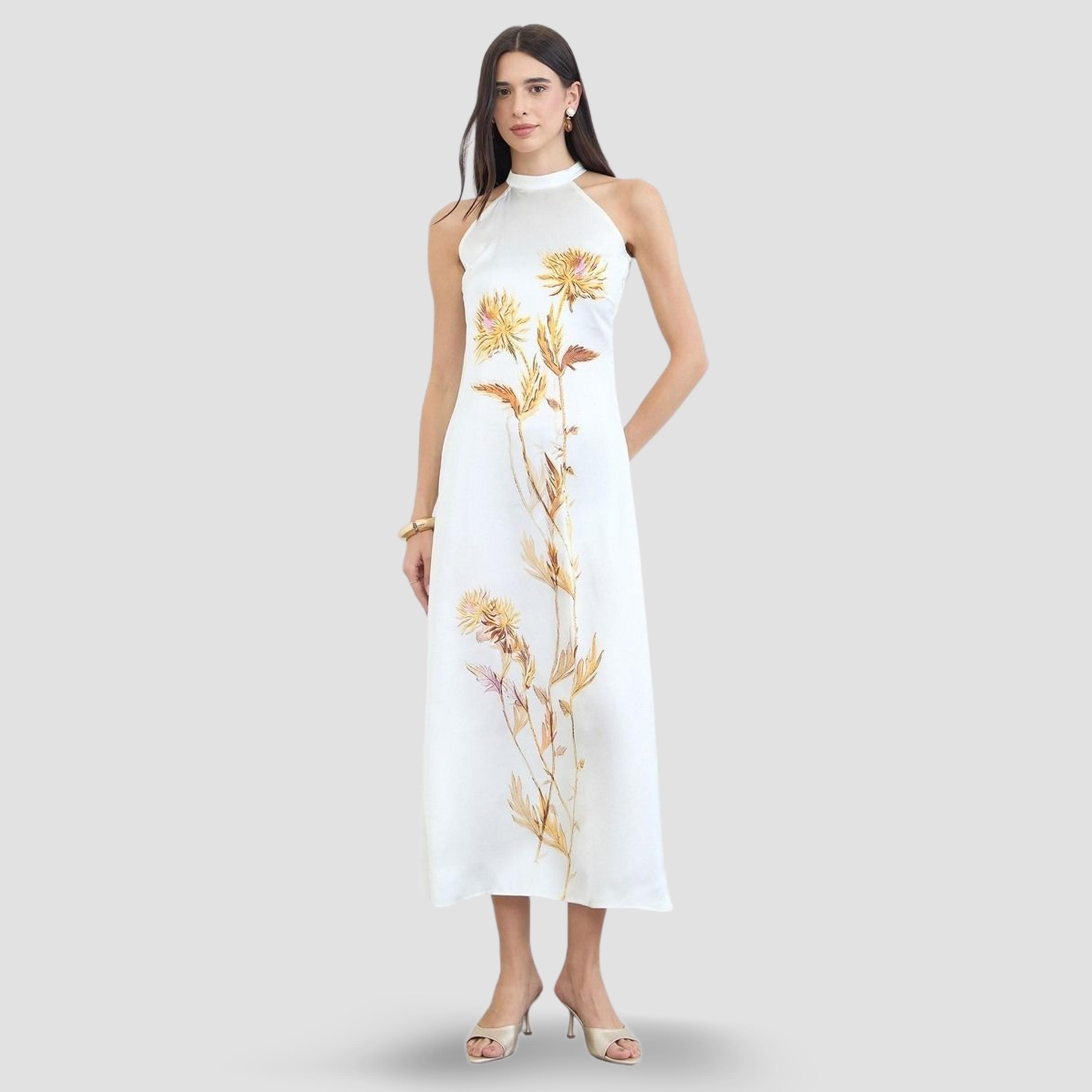 Styli White Halter Neck Floral Maxi Dress-women-clothing-dresses-image-1