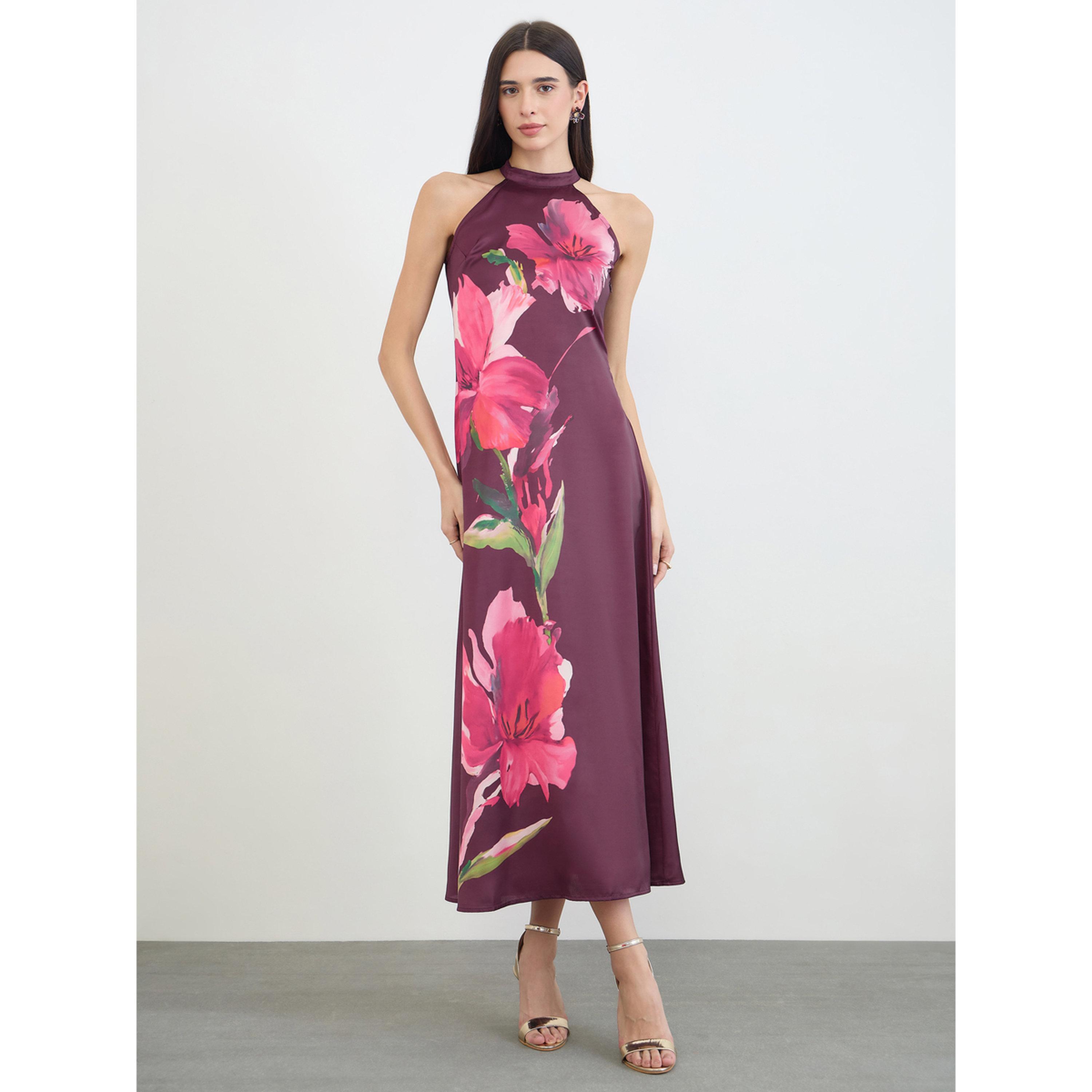 Styli Purple Halter Neck Floral Maxi Dress-women-clothing-dresses-image-1