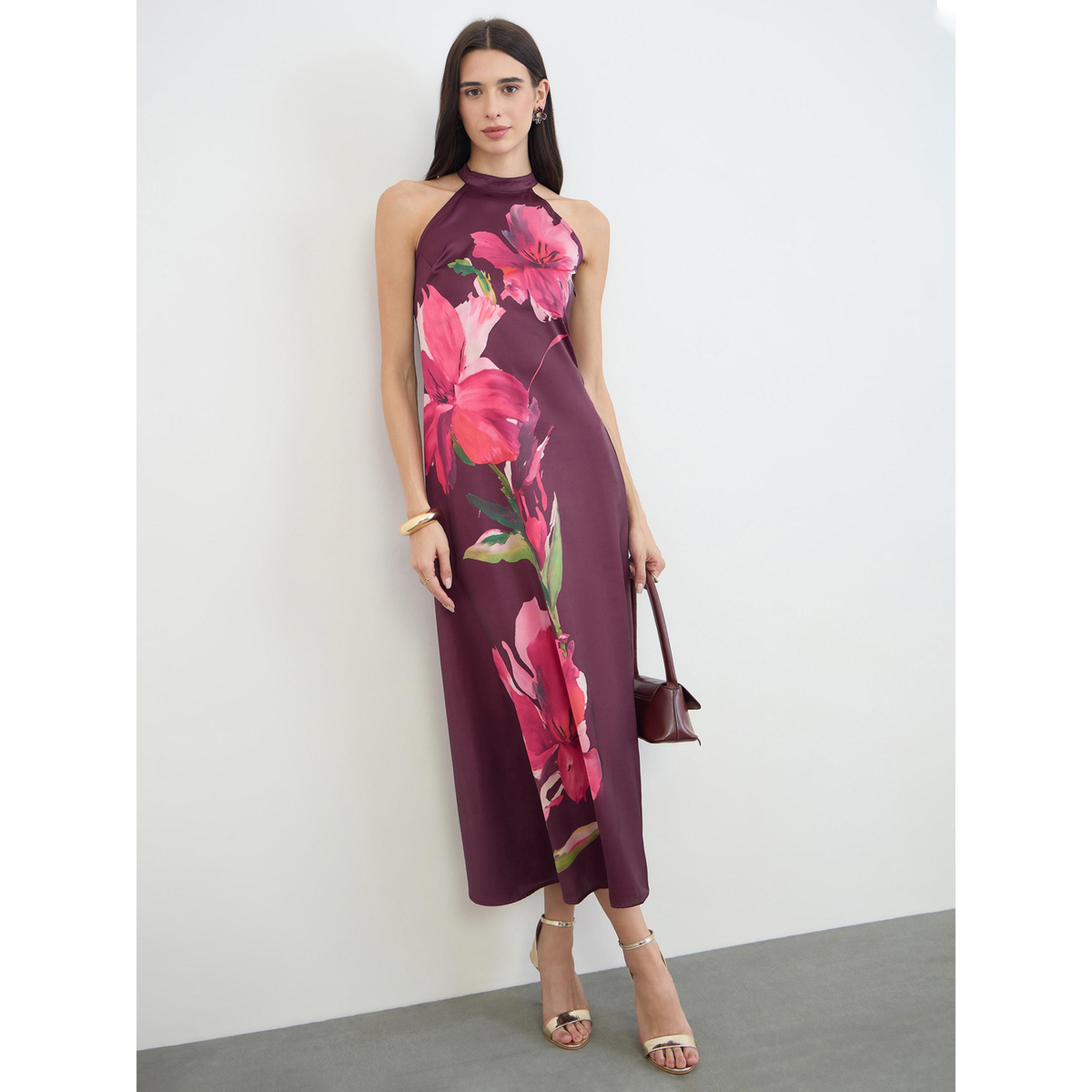 فستان طويل بياقة هولتر ونقشة زهور أرجواني-women-clothing-dresses-image-2