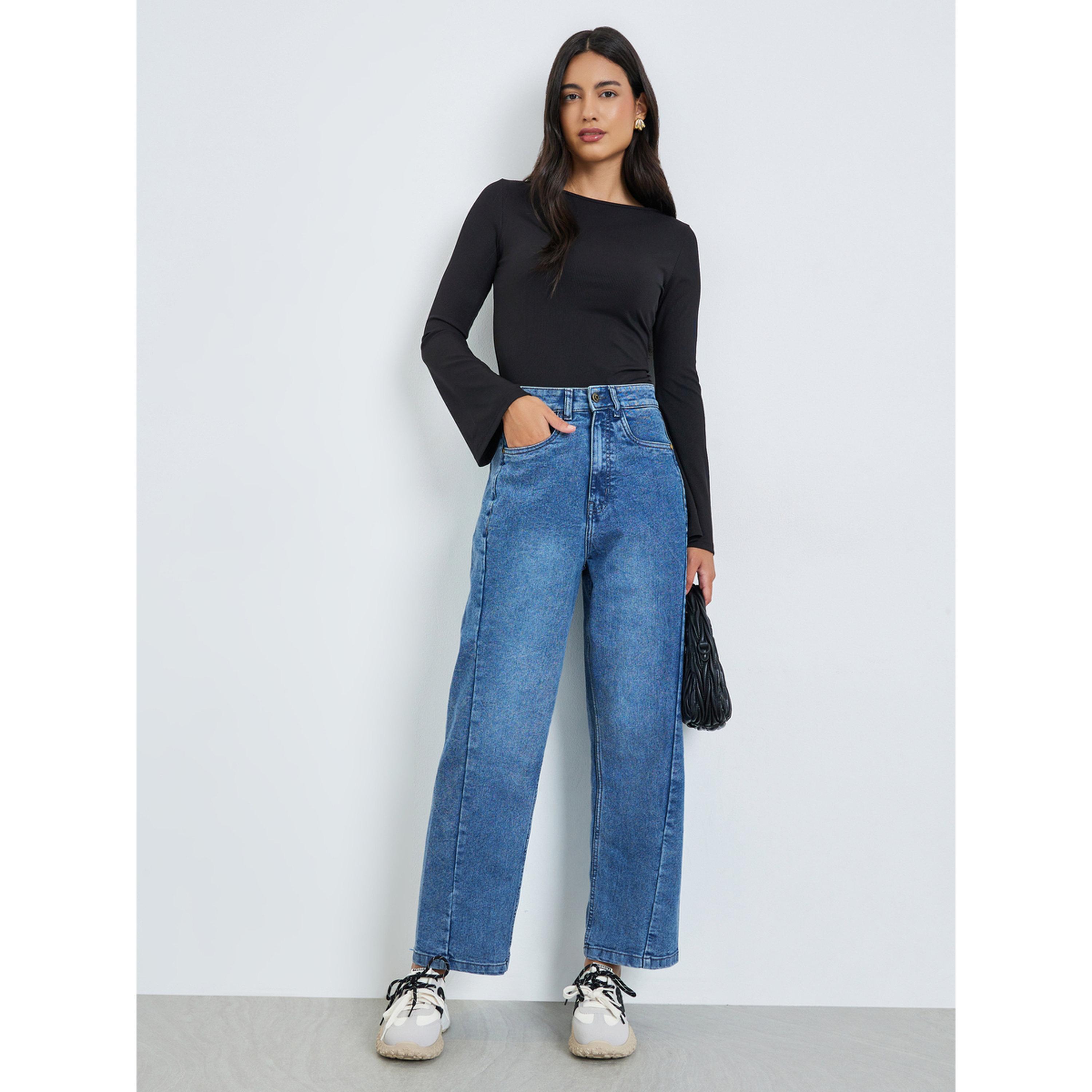 جينز بخصر مرتفع وقصة مريحة-women-clothing-bottoms-jeans-image-2