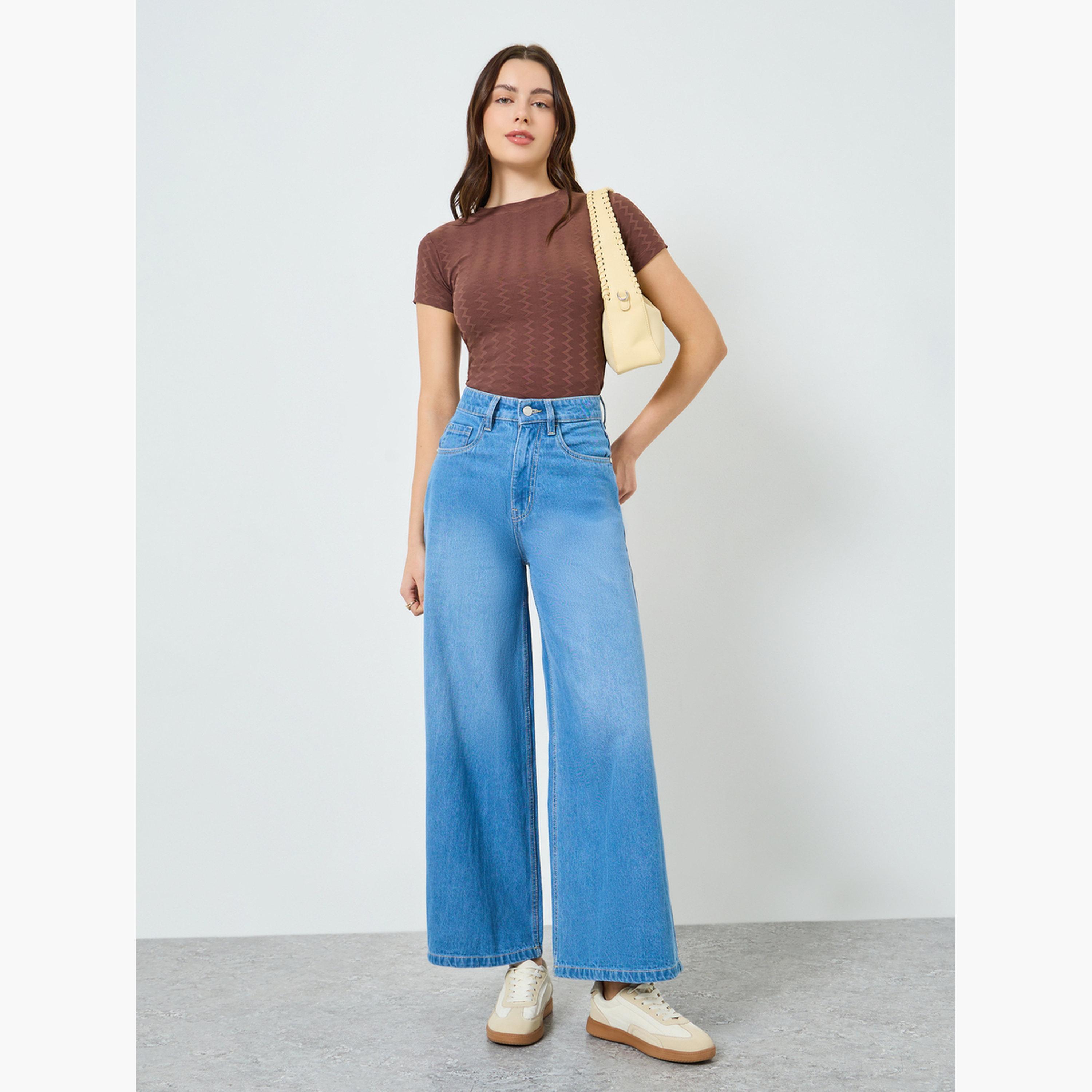 جينز أزرق بخصر عالي وأرجل واسعة-women-clothing-bottoms-jeans-image-2