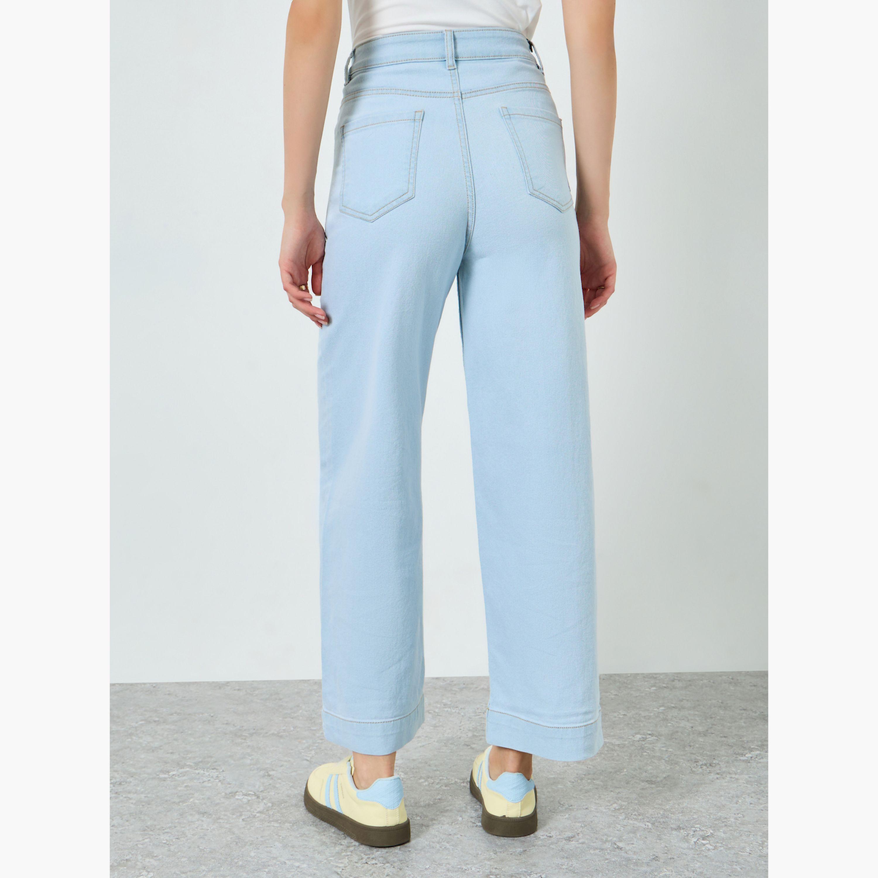 جينز قصة مستقيمة بتفاصيل كسرات دقيقة-women-clothing-bottoms-jeans-image-4
