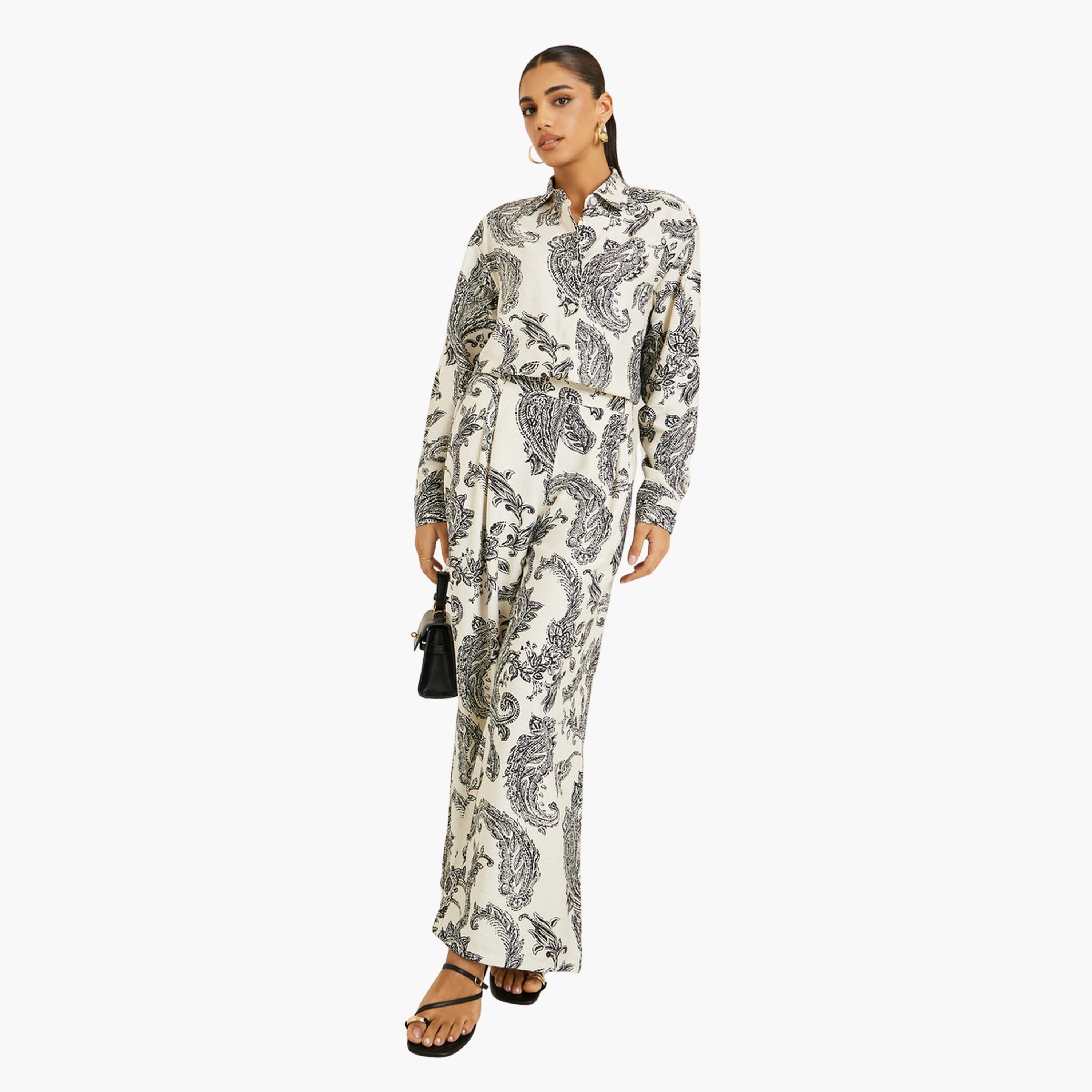 Styli Women Printed Buttoned Shirt and Pants Co-Ords-women-clothing-coordsets-image-1