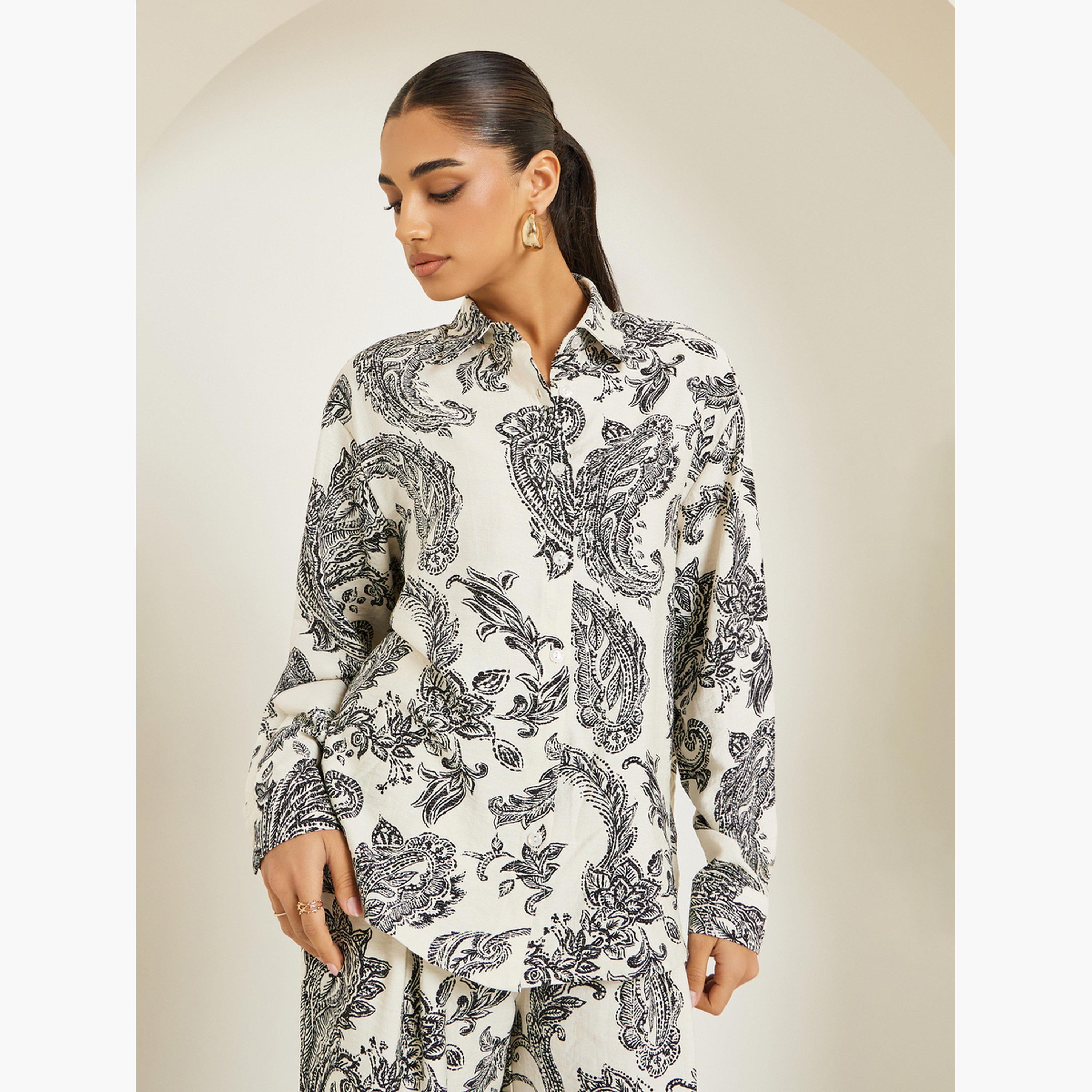 Styli Women Printed Buttoned Shirt and Pants Co-Ords-women-clothing-coordsets-image-4