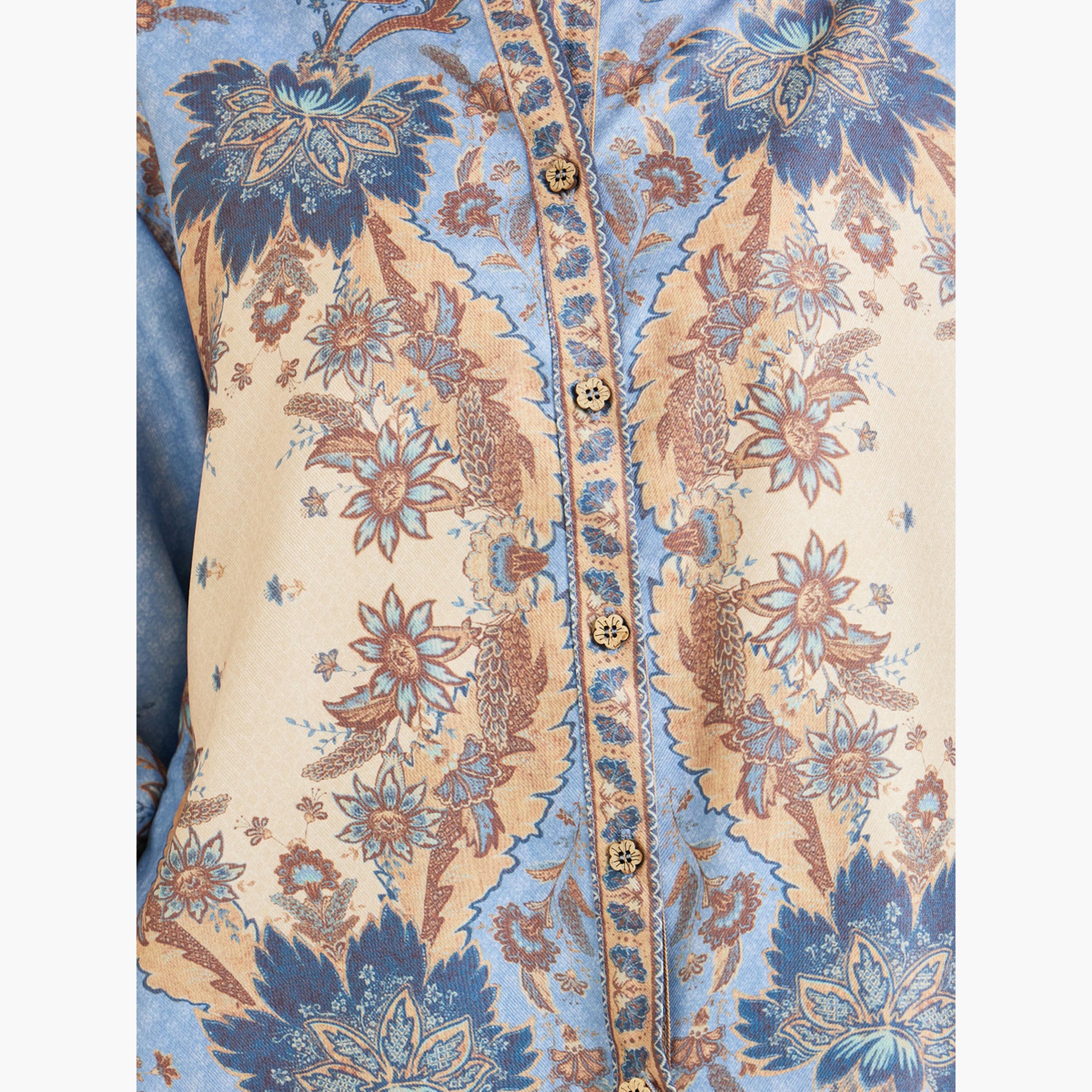 طقم منسق من تنورة طويلة وبلوزة مطبعة بأزرار غلق-women-clothing-coordsets-image-4