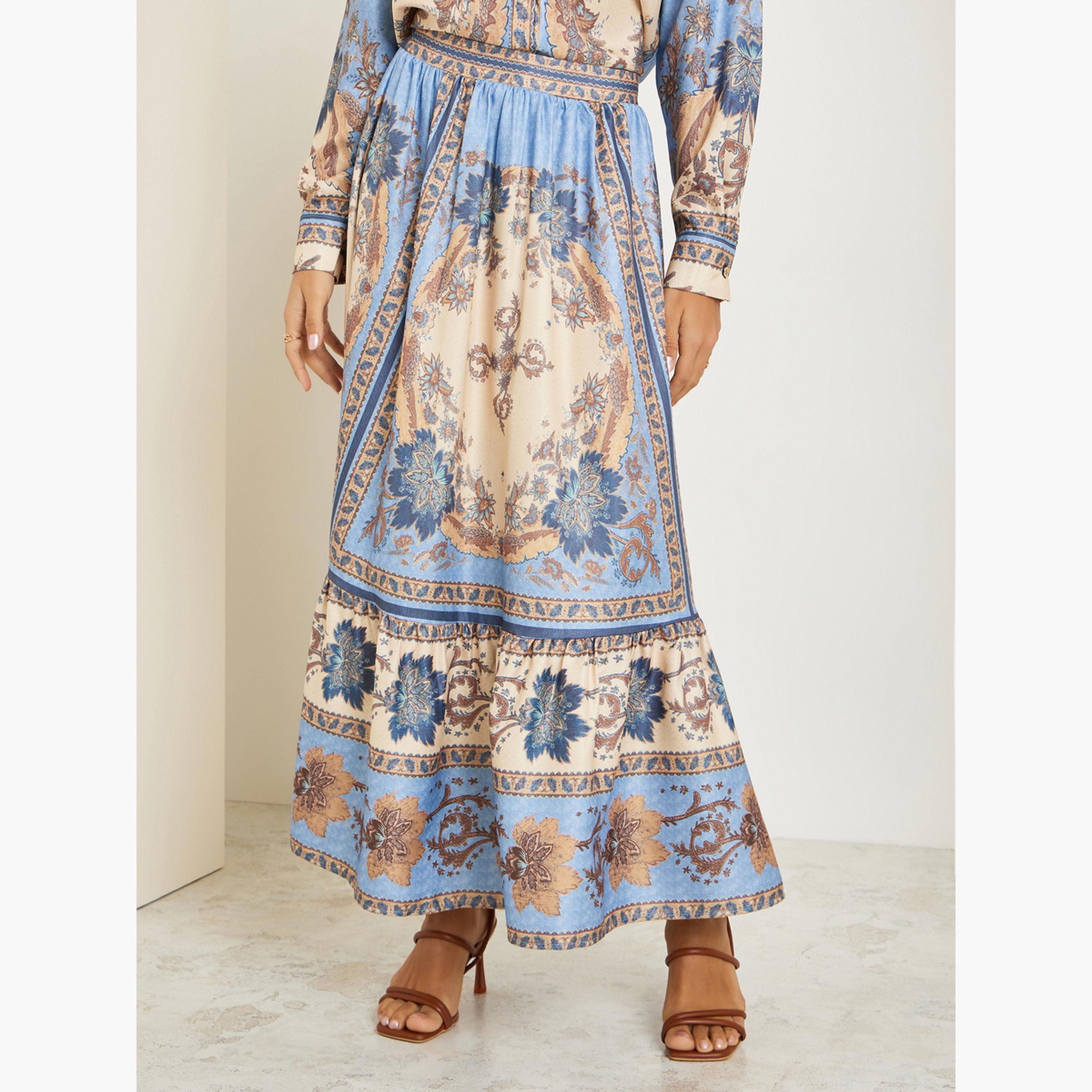 Styli Women Printed Buttoned Top with Maxi Skirt Co-Ords-women-clothing-coordsets-image-5