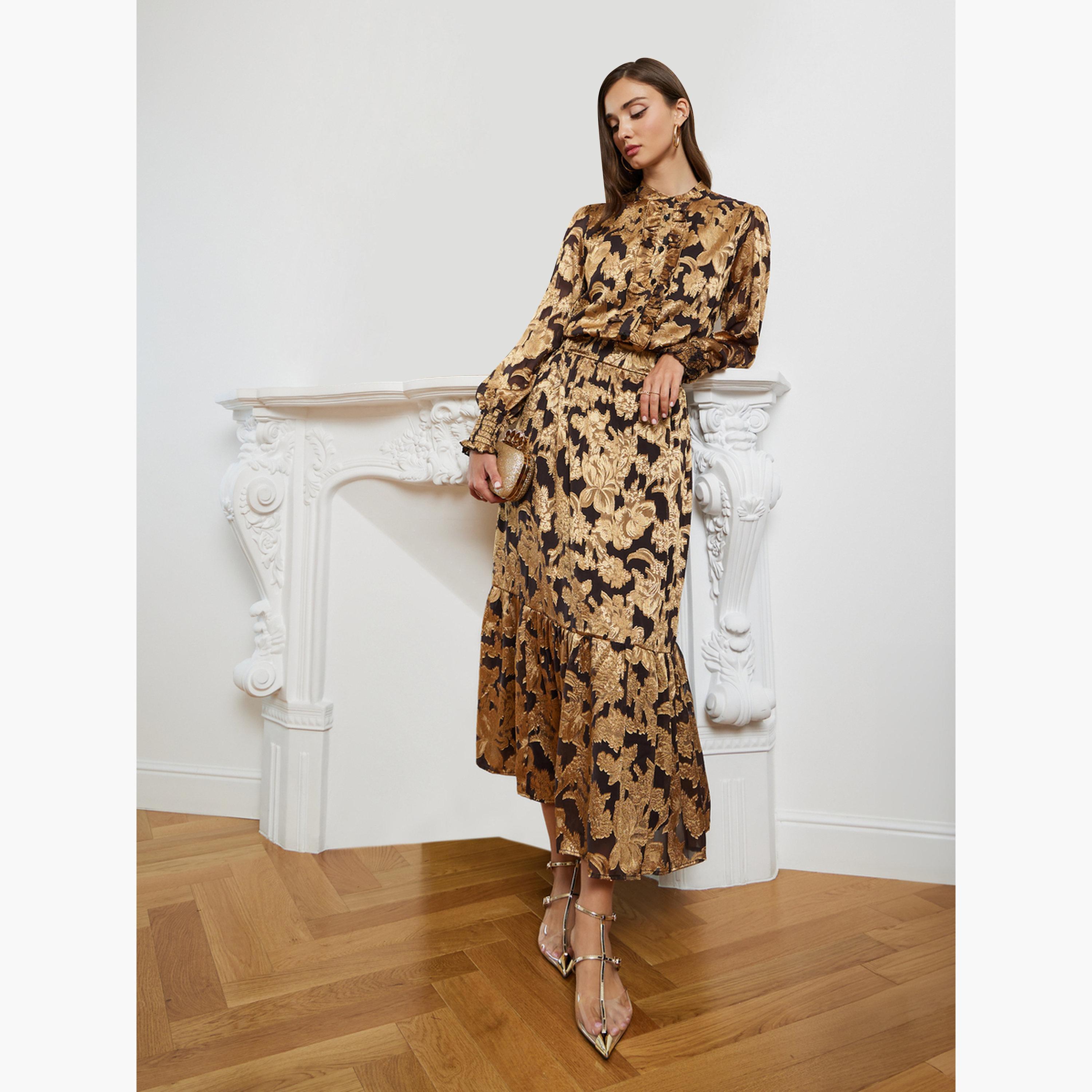 طقم منسق من تنورة وبلوزة جاكار-women-clothing-coordsets-image-1