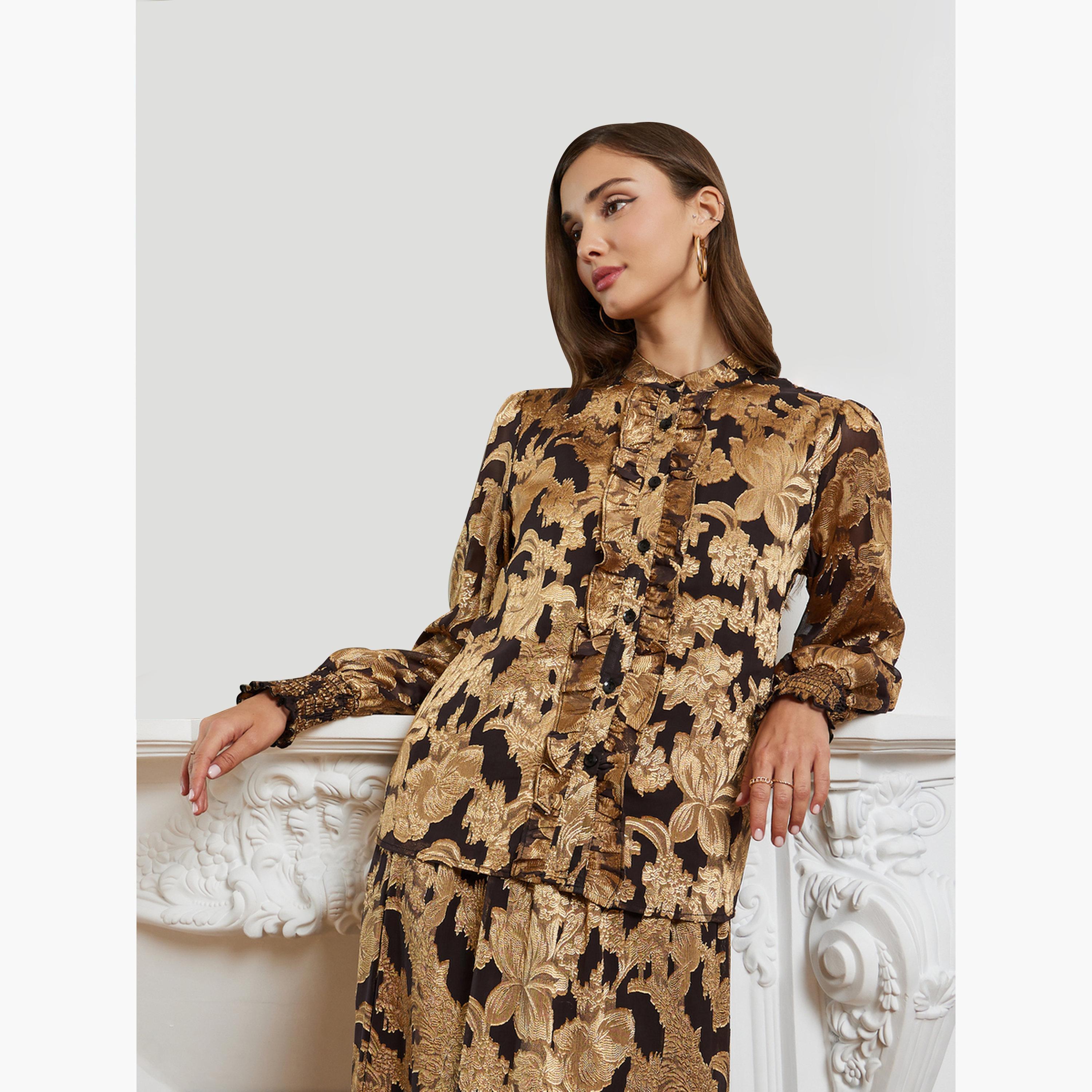 طقم منسق من تنورة وبلوزة جاكار-women-clothing-coordsets-image-2
