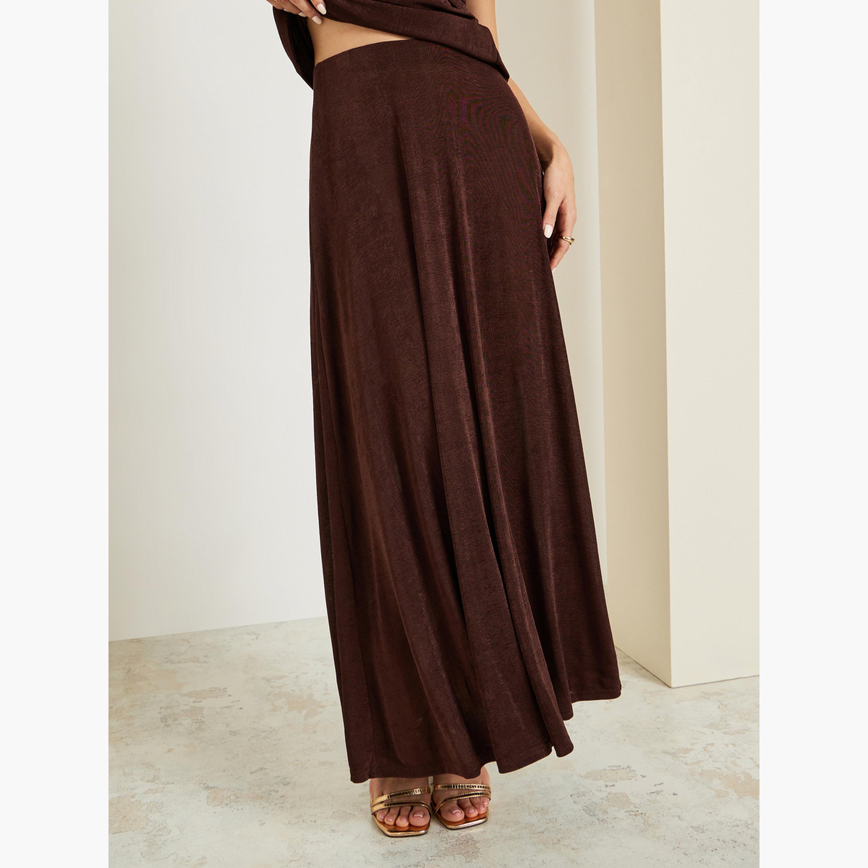 طقم منسق من تنورة ماكسي وبلوزة تريكو مكشوف الأكتاف للنساء-women-clothing-coordsets-image-4