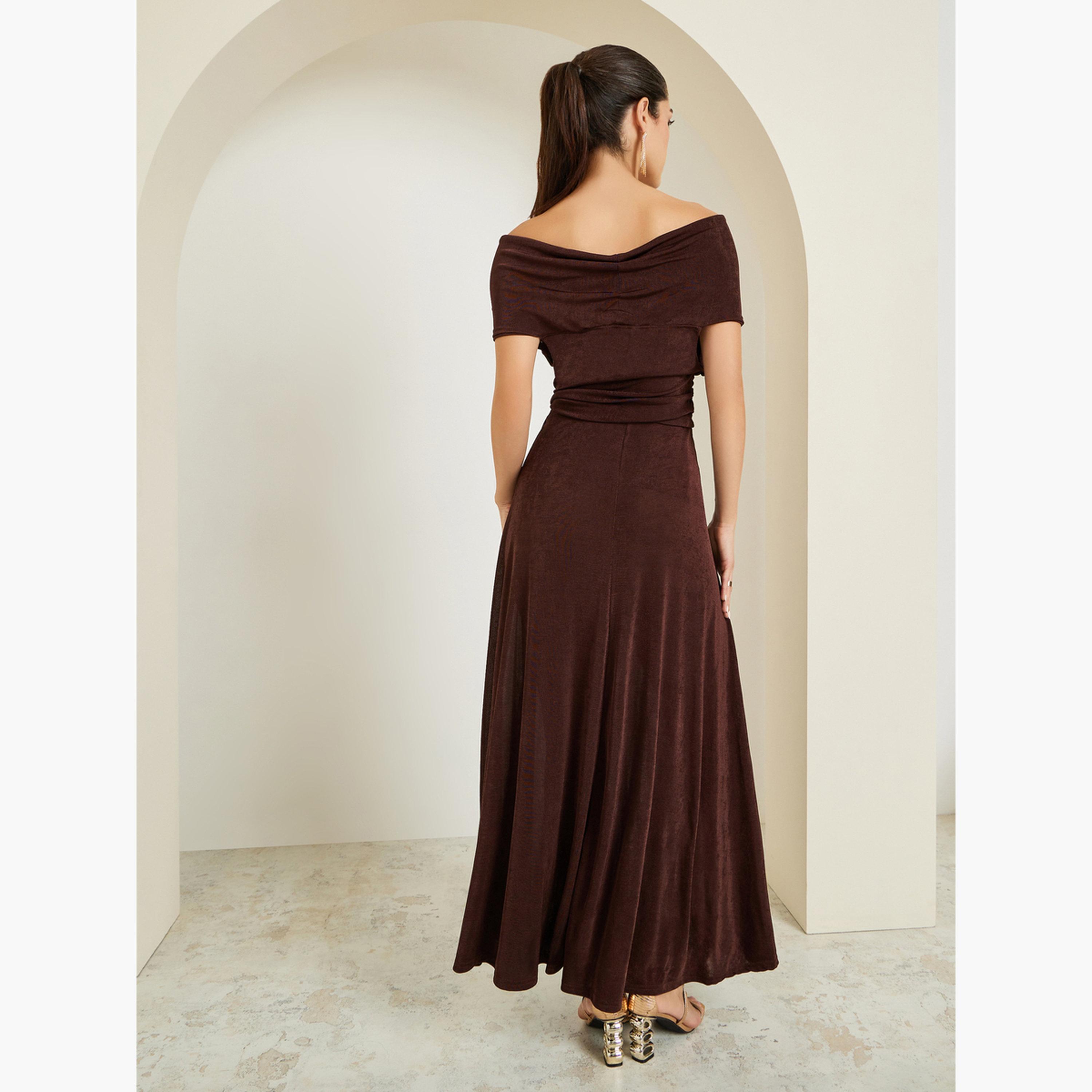طقم منسق من تنورة ماكسي وبلوزة تريكو مكشوف الأكتاف للنساء-women-clothing-coordsets-image-5