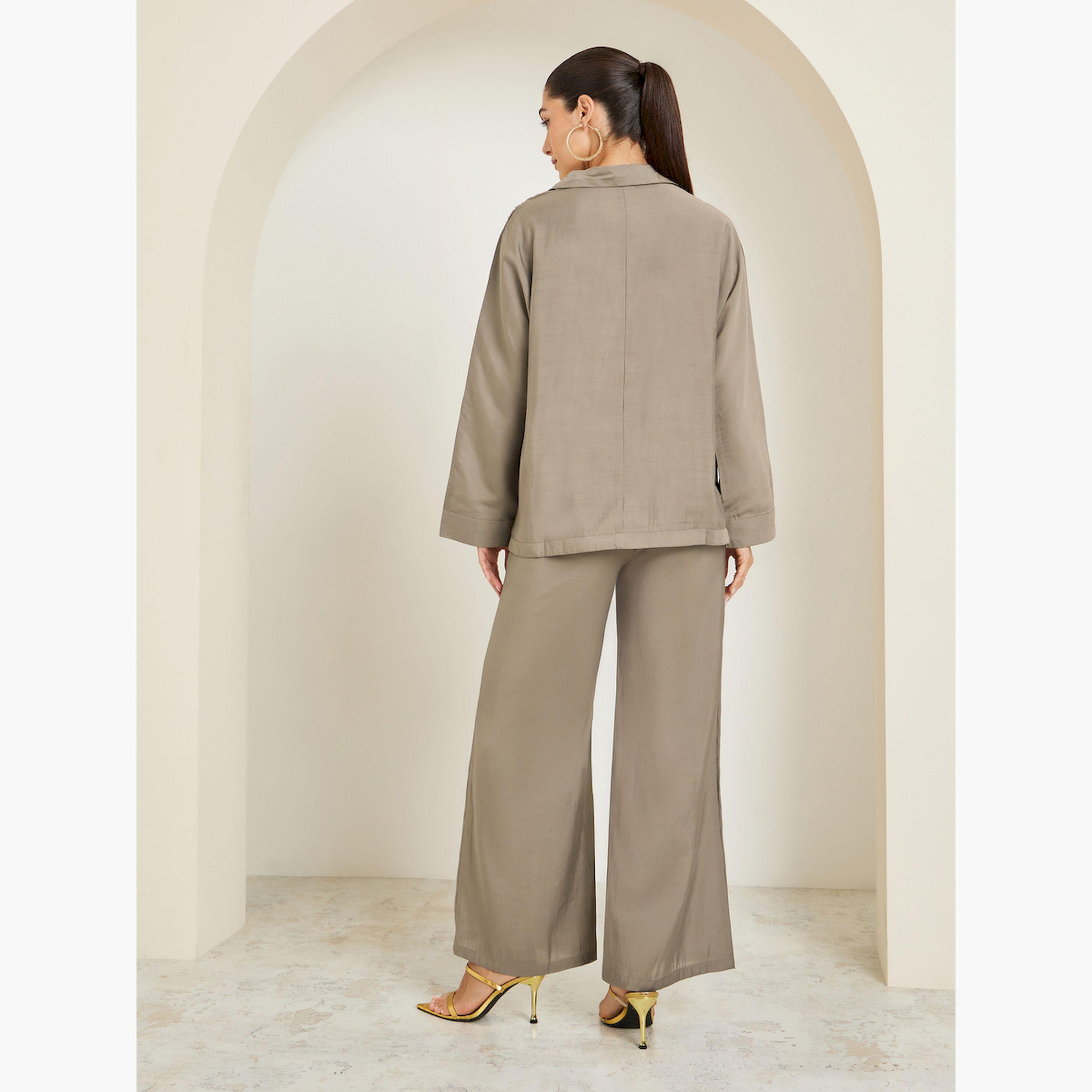 طقم متناسق بلوزة وبنطال بتفاصيل ترتر-women-clothing-coordsets-image-3