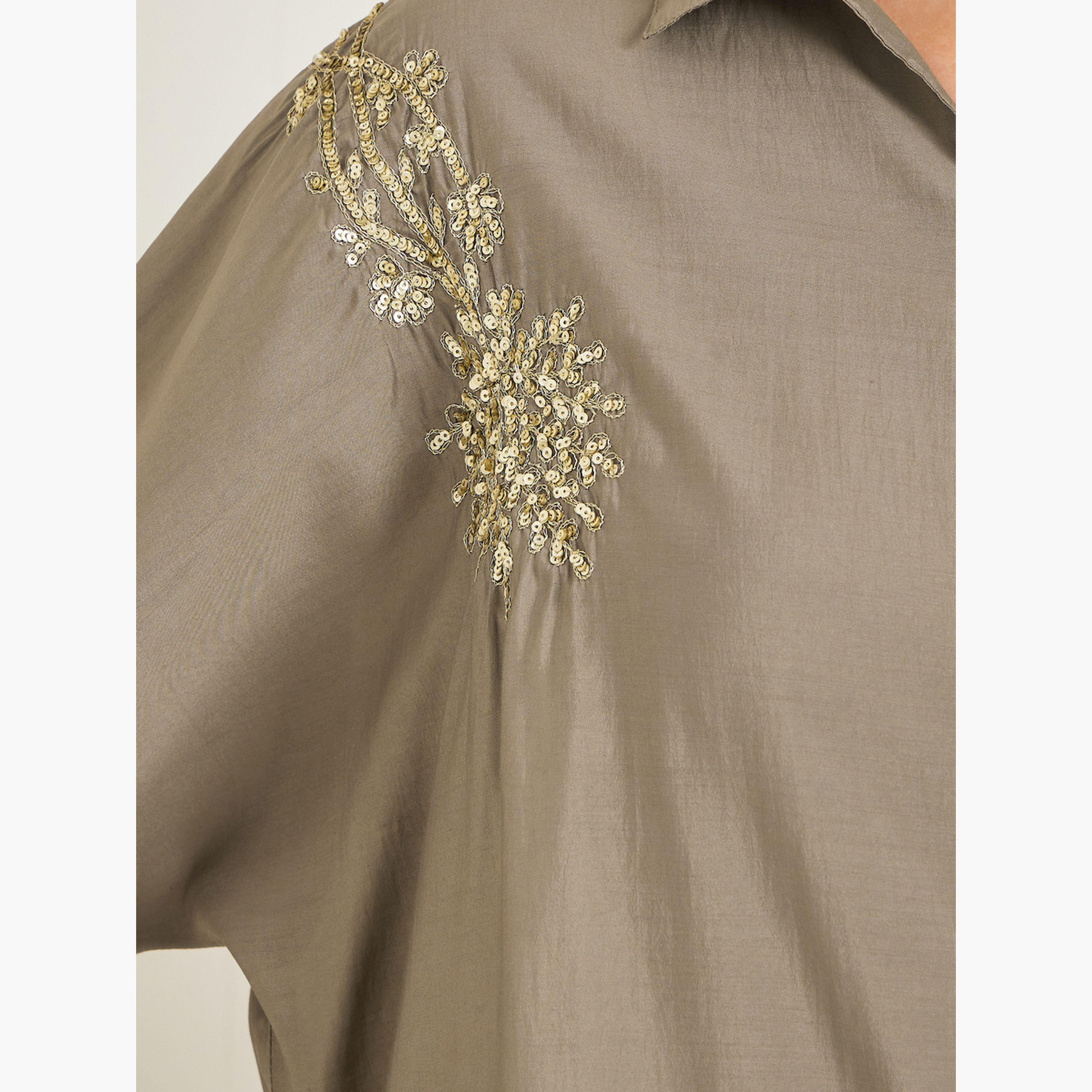 Styli Brown Sequin Detail Top and Pants Co-Ords-women-clothing-coordsets-image-5