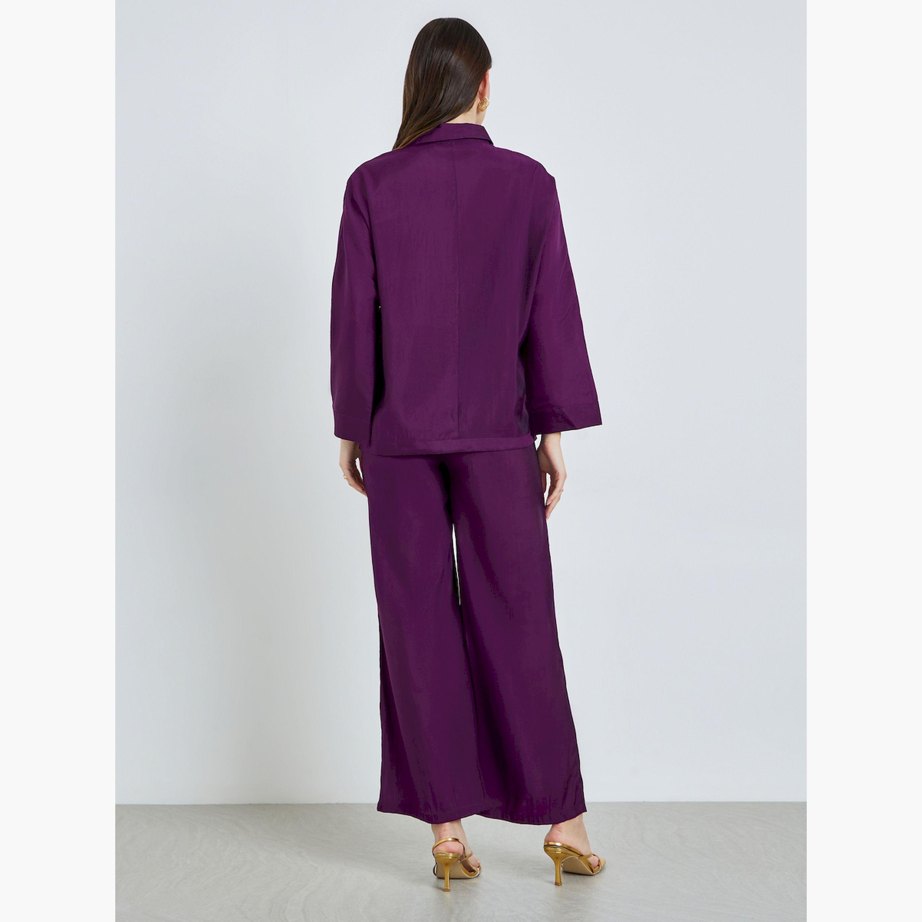 طقم منسق من بلوزة وبنطال منمق بالترتر-women-clothing-coordsets-image-3