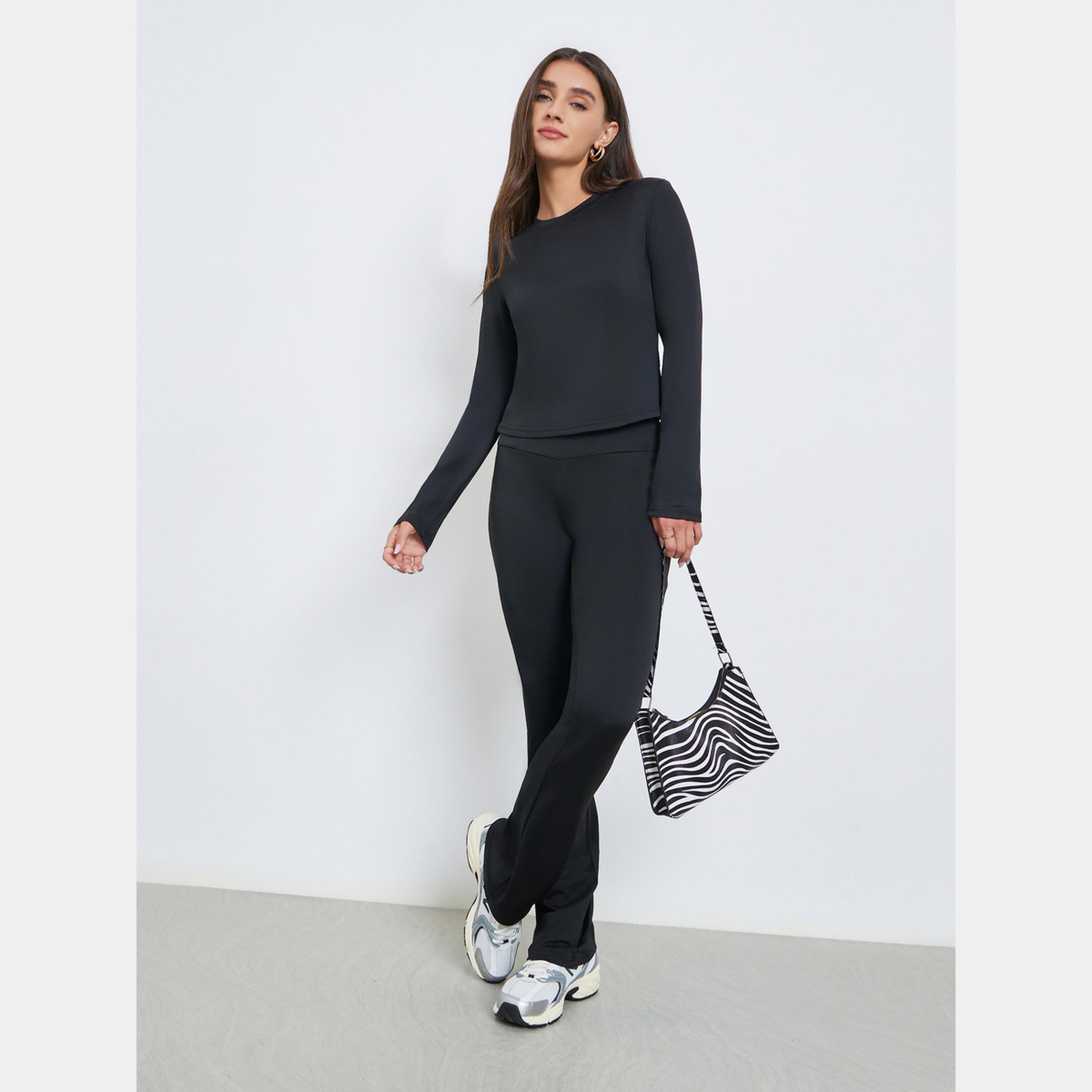 Styli Black Fitted T-Shirt and Leggings Co-ords-women-clothing-coordsets-image-1