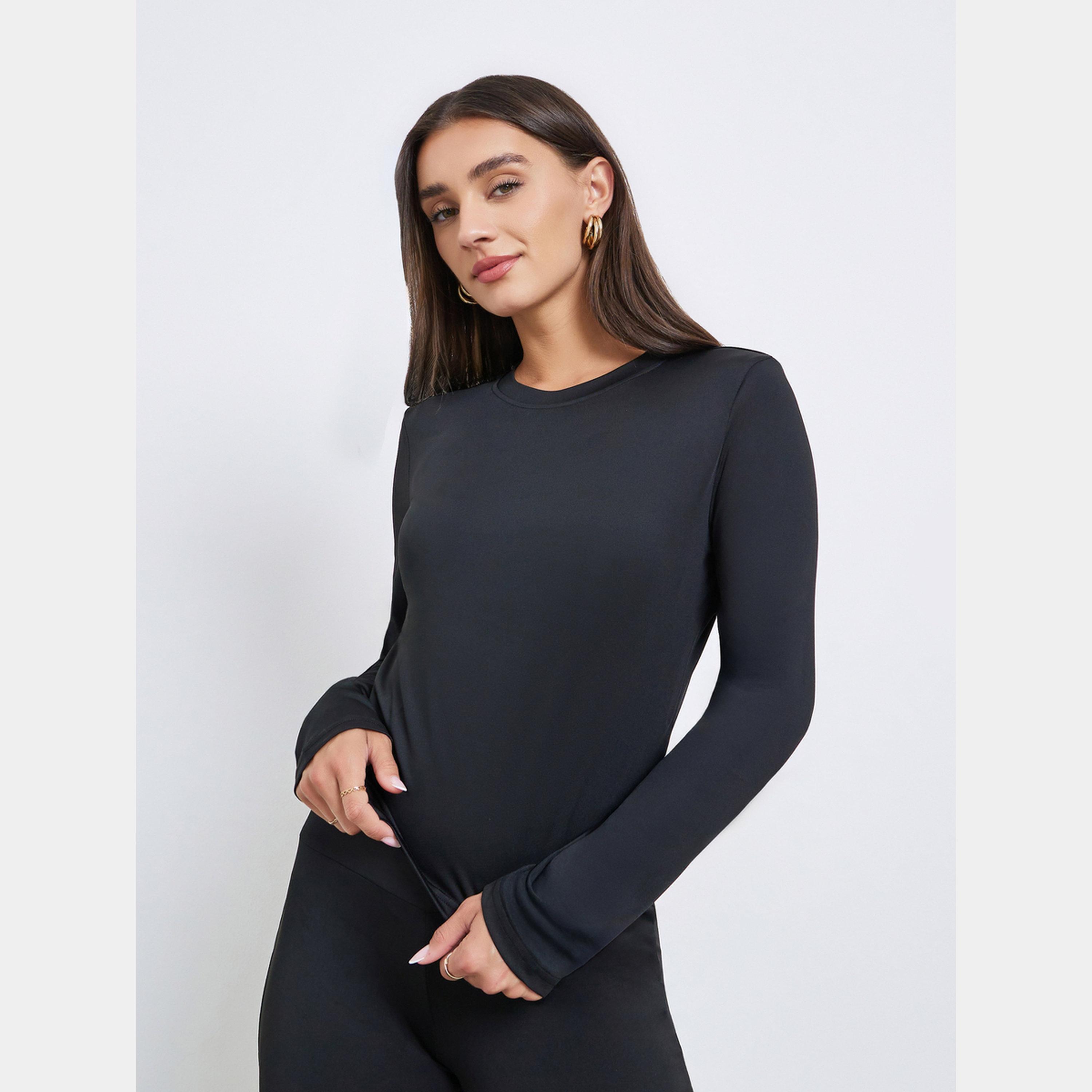 Styli Black Fitted T-Shirt and Leggings Co-ords-women-clothing-coordsets-image-2