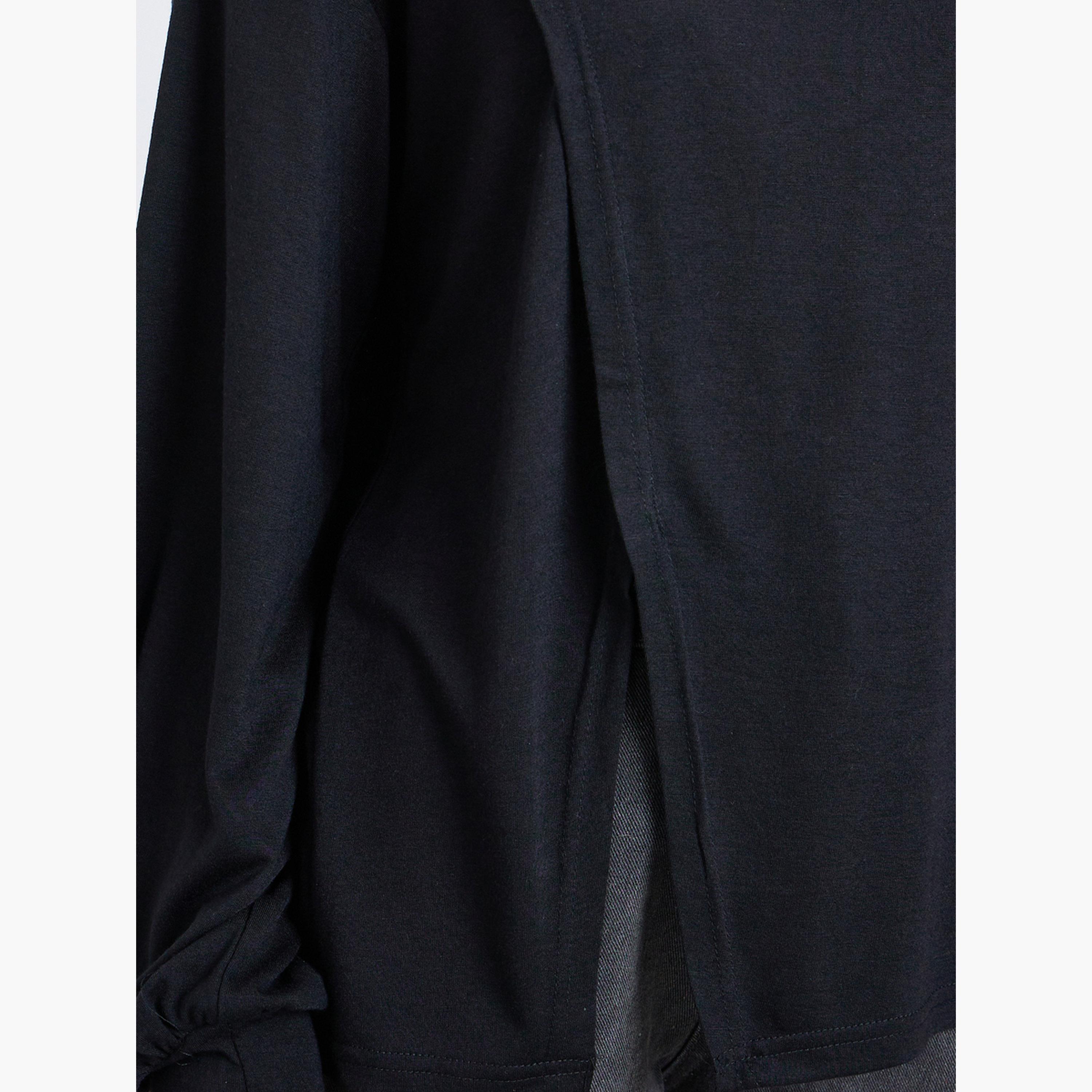 Styli Black Oversized Long Sleeve Side Slit T-Shirt-women-clothing-tshirts-image-3