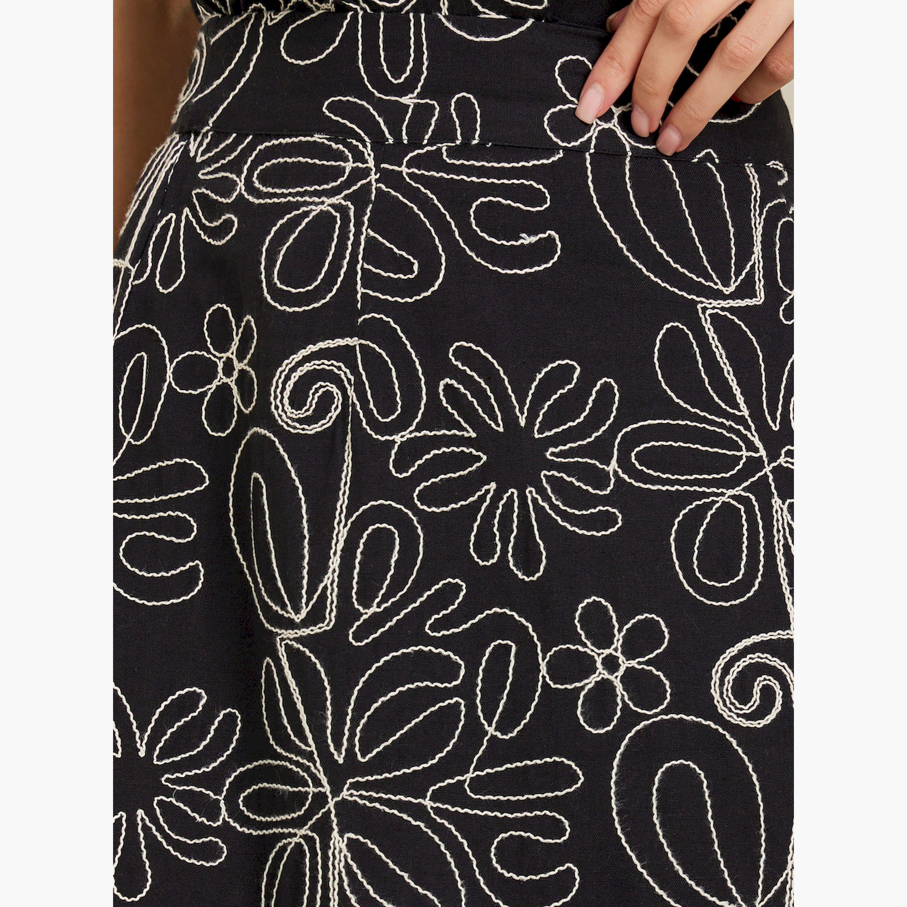 Styli Women Black Embroidered Maxi Skirt-women-clothing-bottoms-skirts-image-3