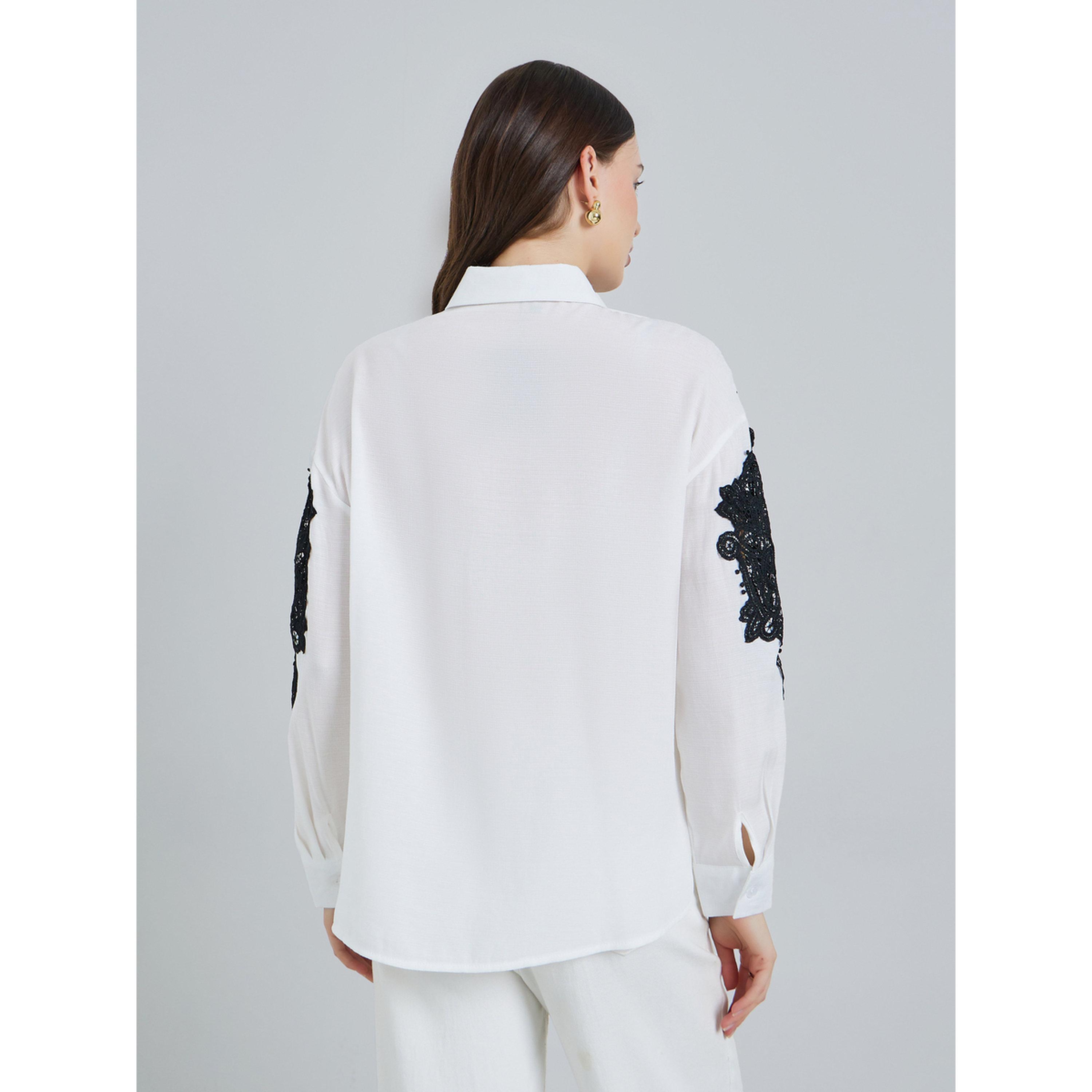 Styli Women White Lace Trim Shirt-women-clothing-shirtsandblouses-shirts-image-5