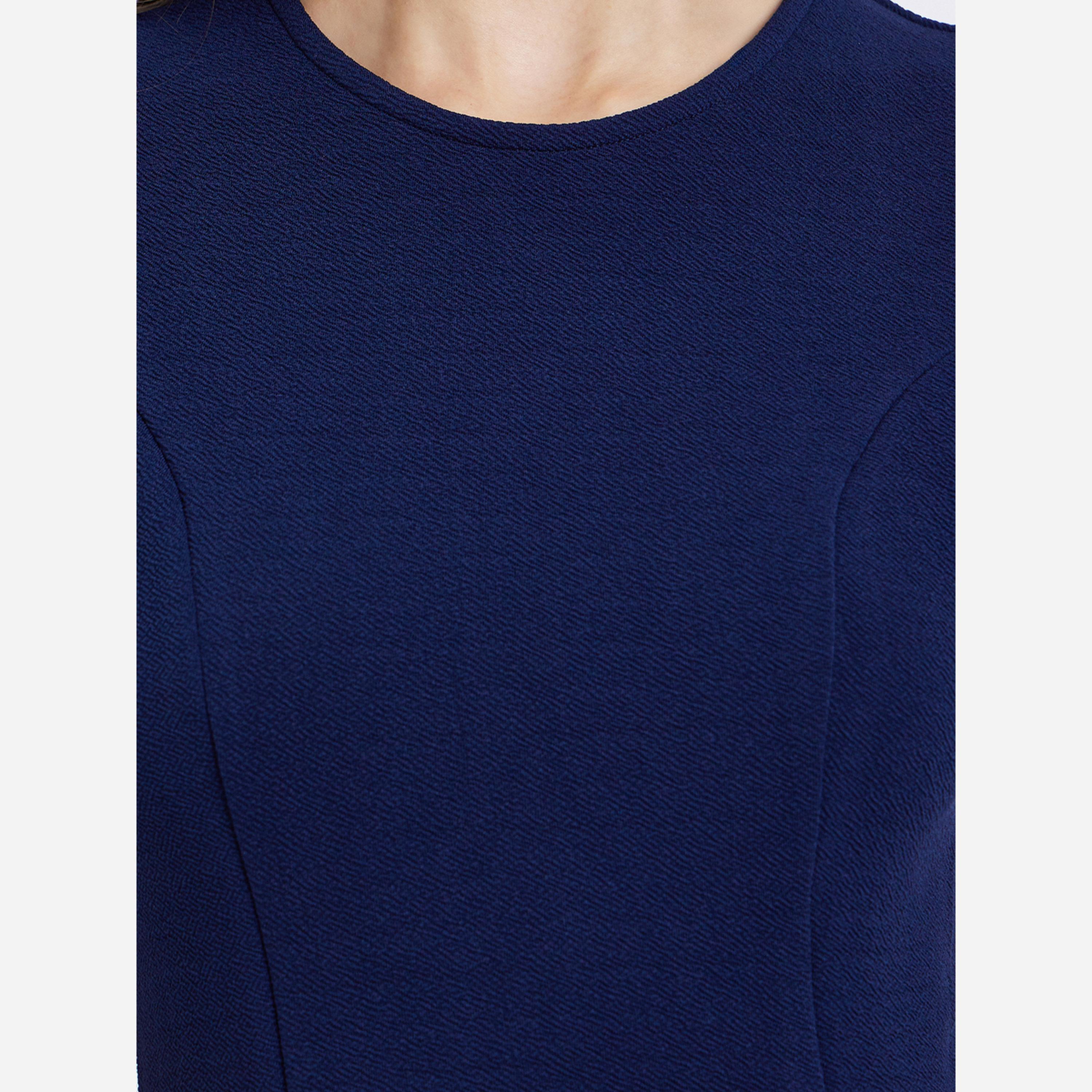 ستايلي - بلوزة محبوكة للنساء لون أزرق داكن بكتف واحد-women-clothing-shirtsandblouses-blouses-image-3