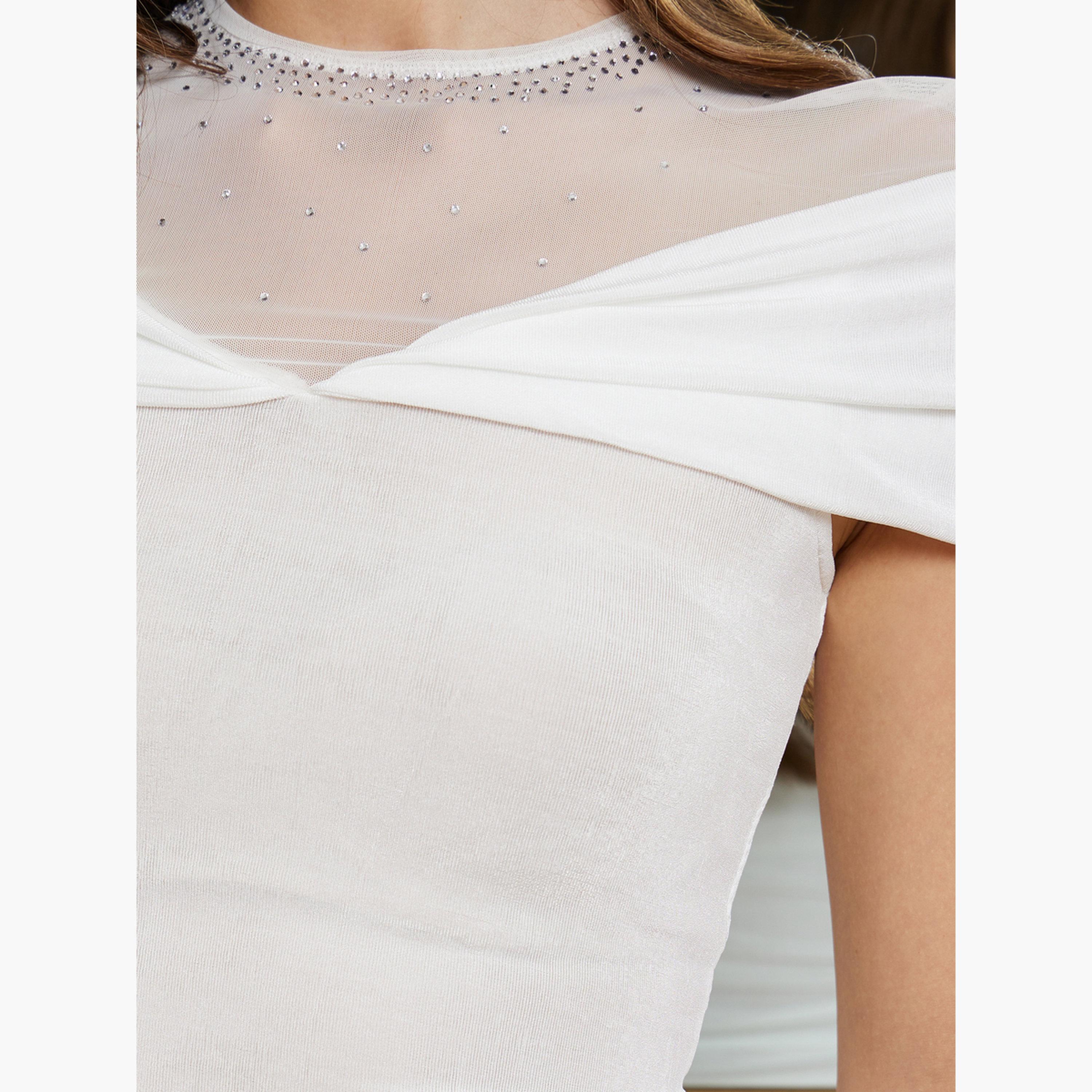 Styli Women Off White Mesh Embellished Top-women-clothing-shirtsandblouses-blouses-image-4