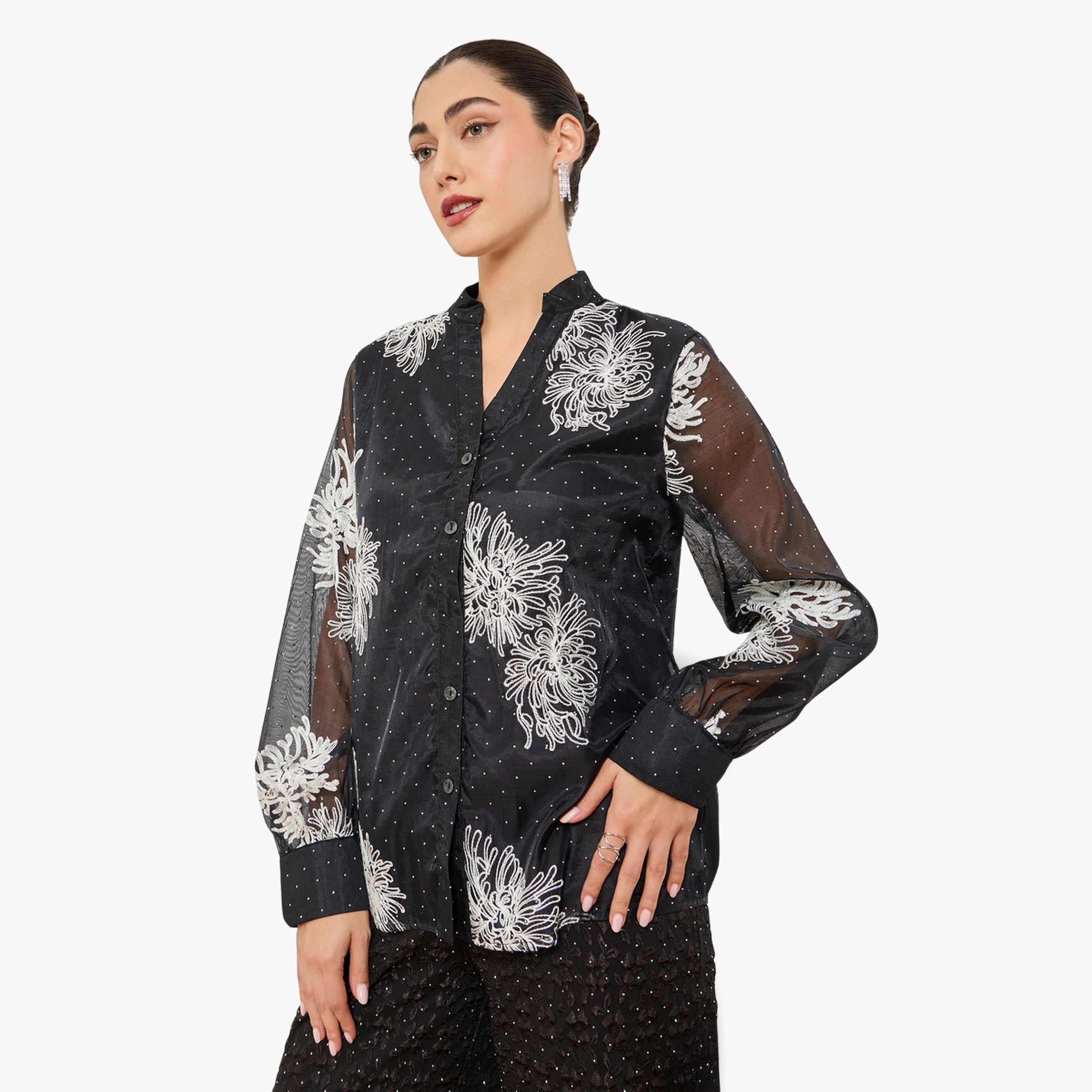 بلوزة بأزرار ومطرزة-women-clothing-shirtsandblouses-blouses-image-1