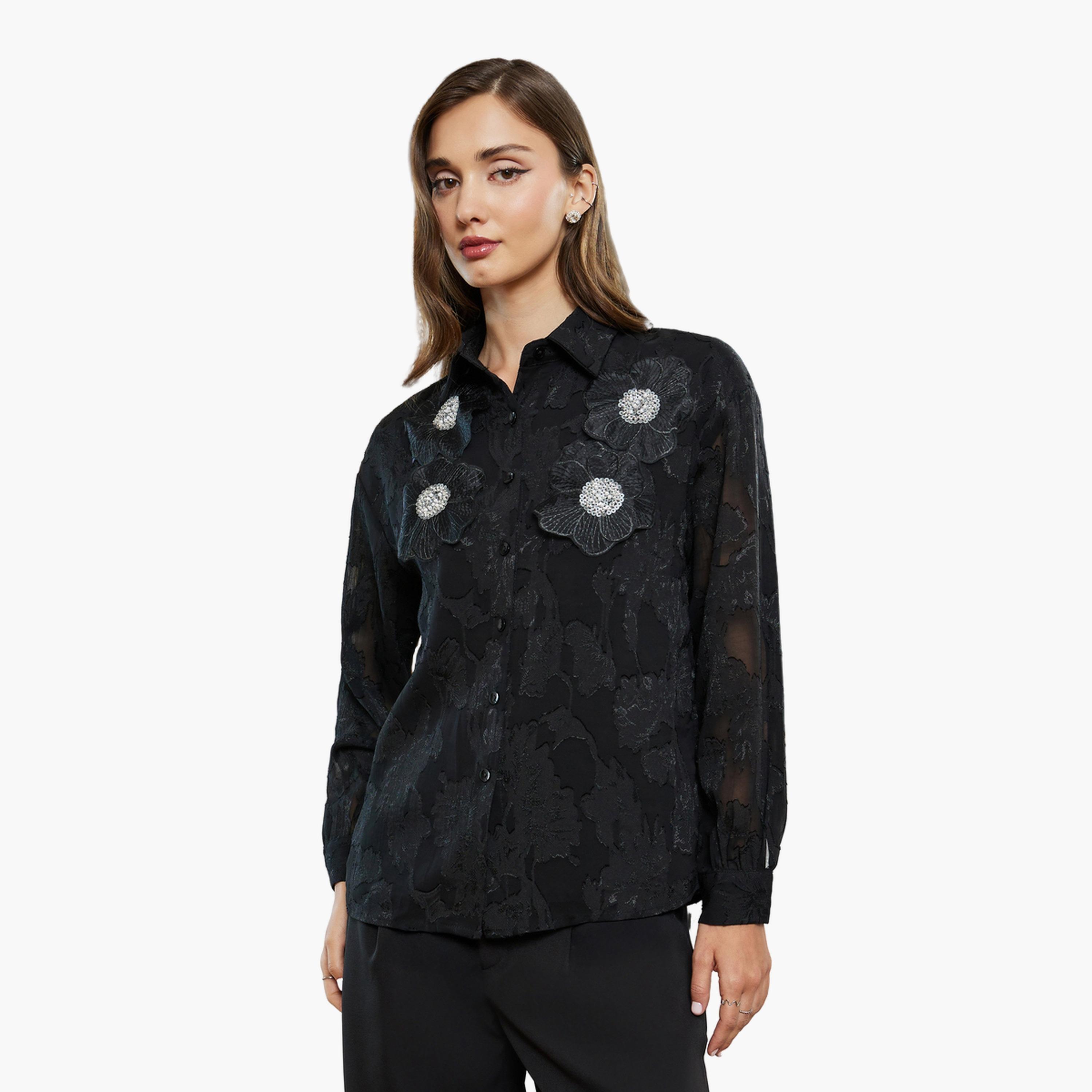 بلوزة شفافة جاكار بأزهار-women-clothing-shirtsandblouses-shirts-image-1