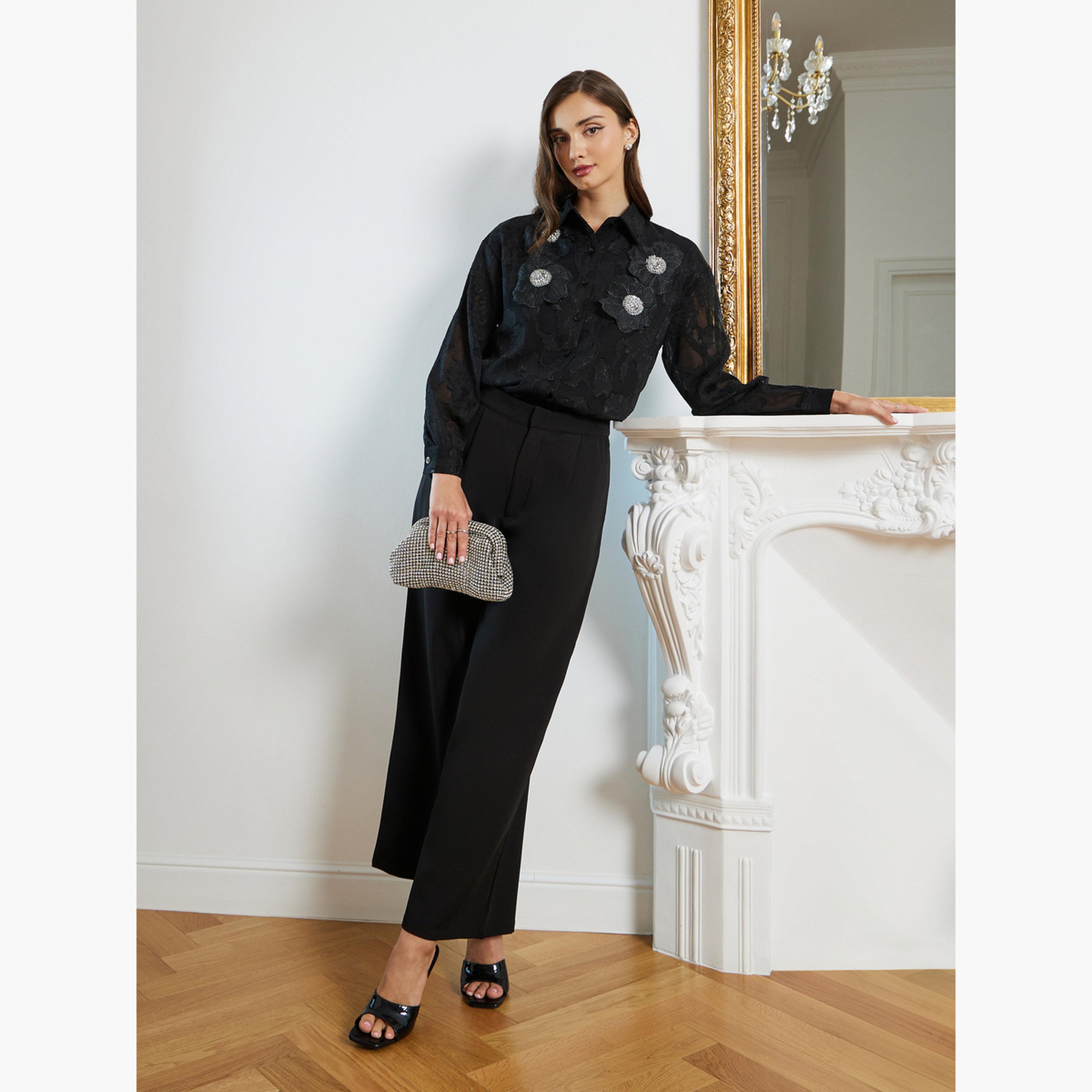 بلوزة شفافة جاكار بأزهار-women-clothing-shirtsandblouses-shirts-image-2