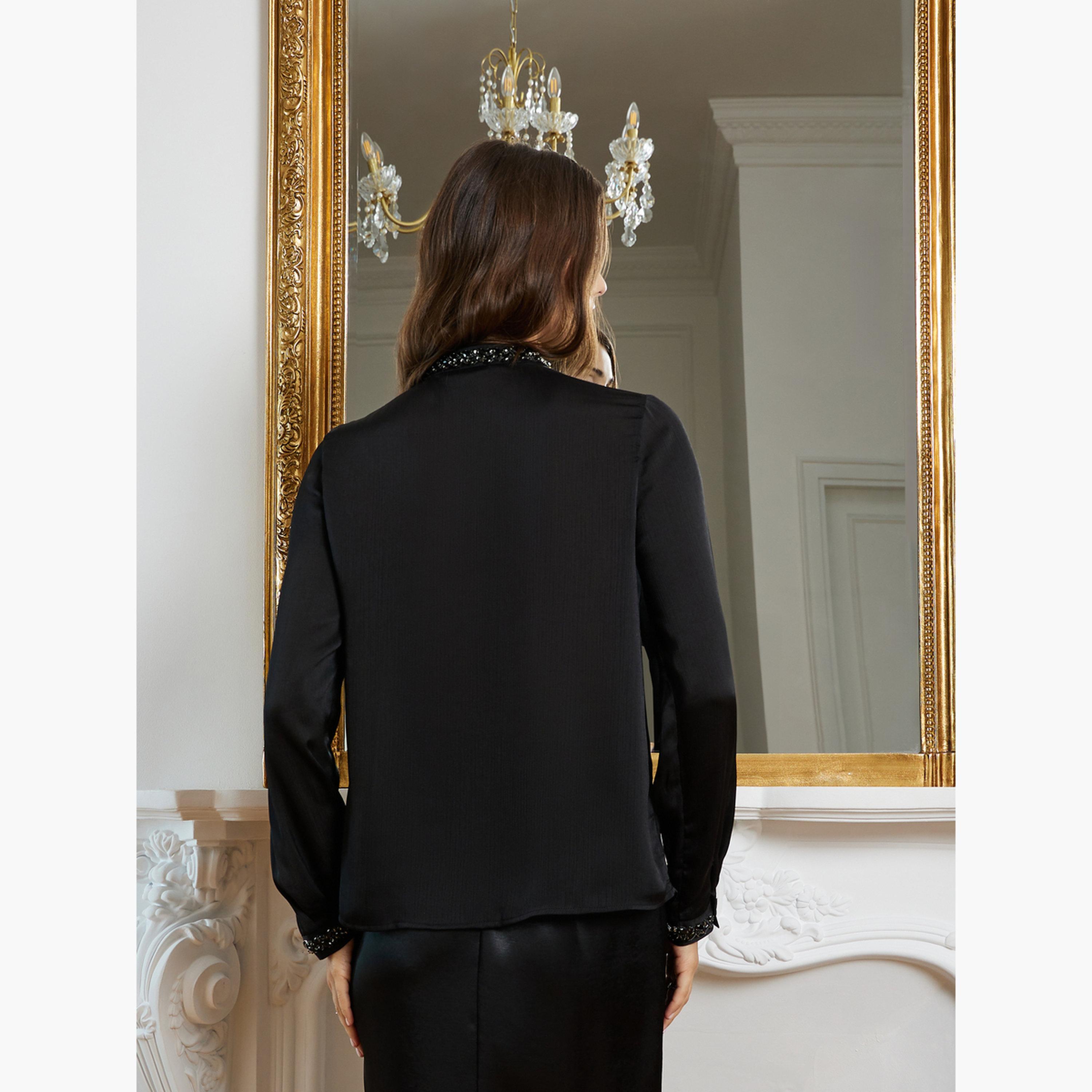 Styli Women Black Embellished Long Sleeve Shirt-women-clothing-shirtsandblouses-blouses-image-5