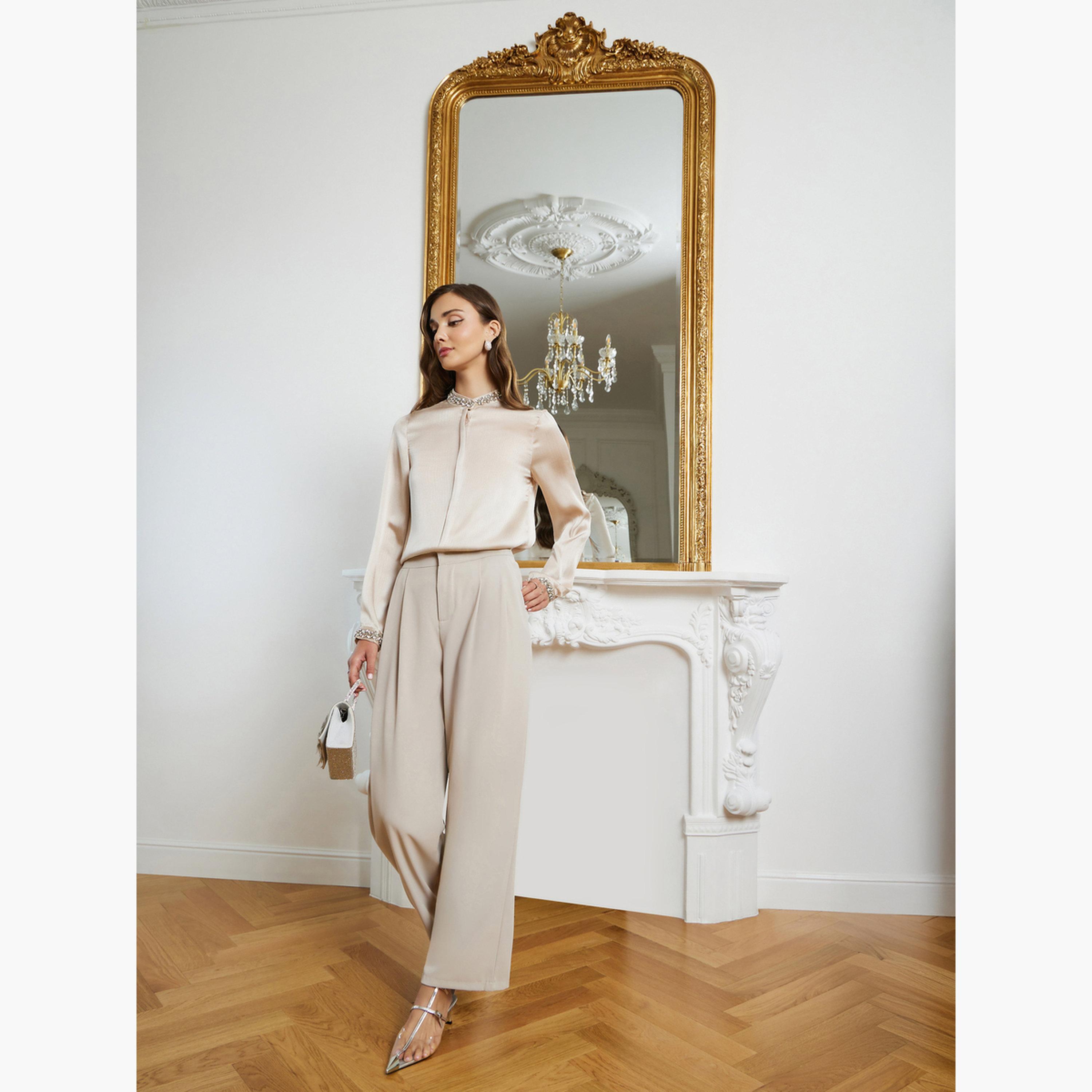 قميص بأكمام طويلة وتفاصيل مزينة-women-clothing-shirtsandblouses-blouses-image-2