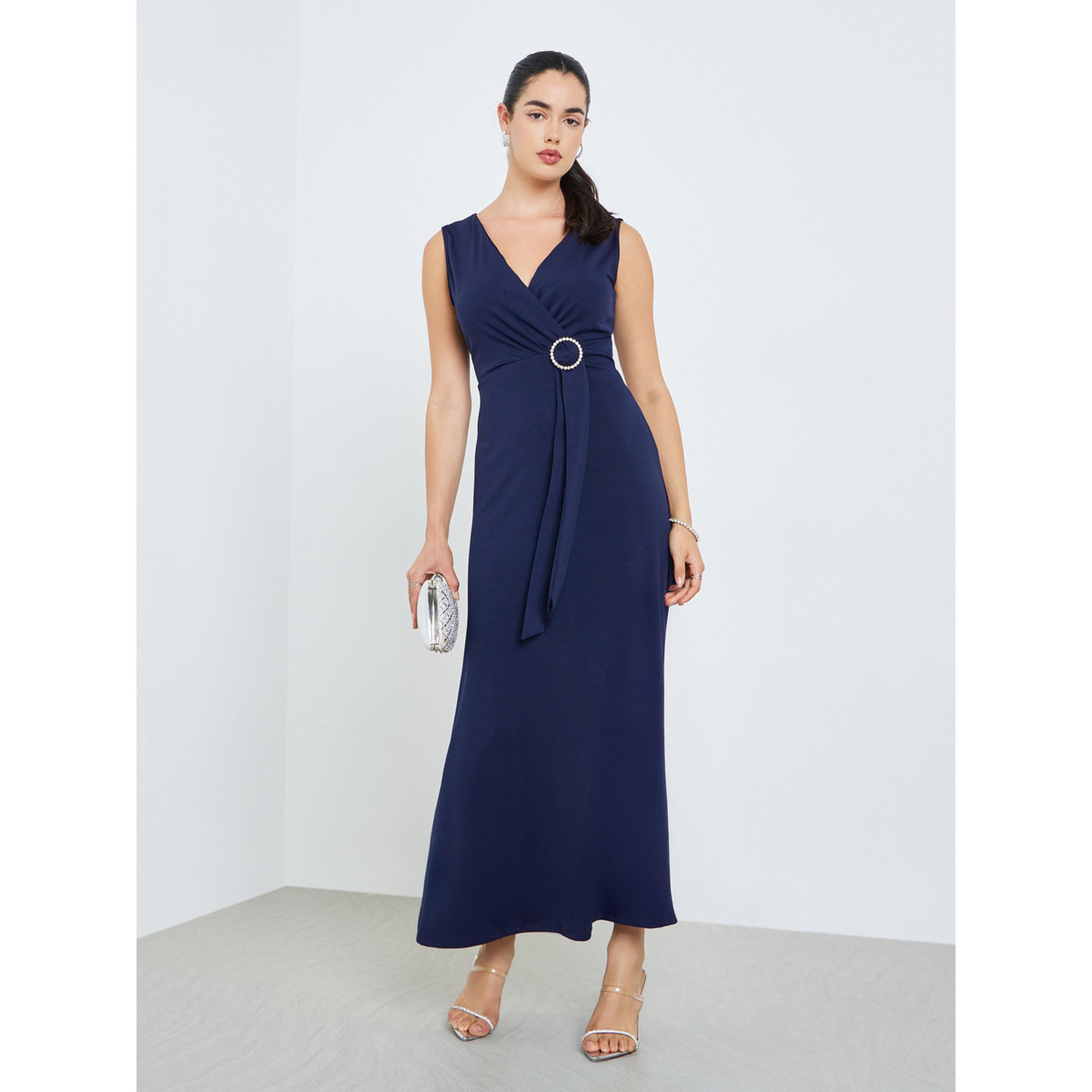 فستان طويل شيث سادة بدون أكمام-women-clothing-dresses-image-1