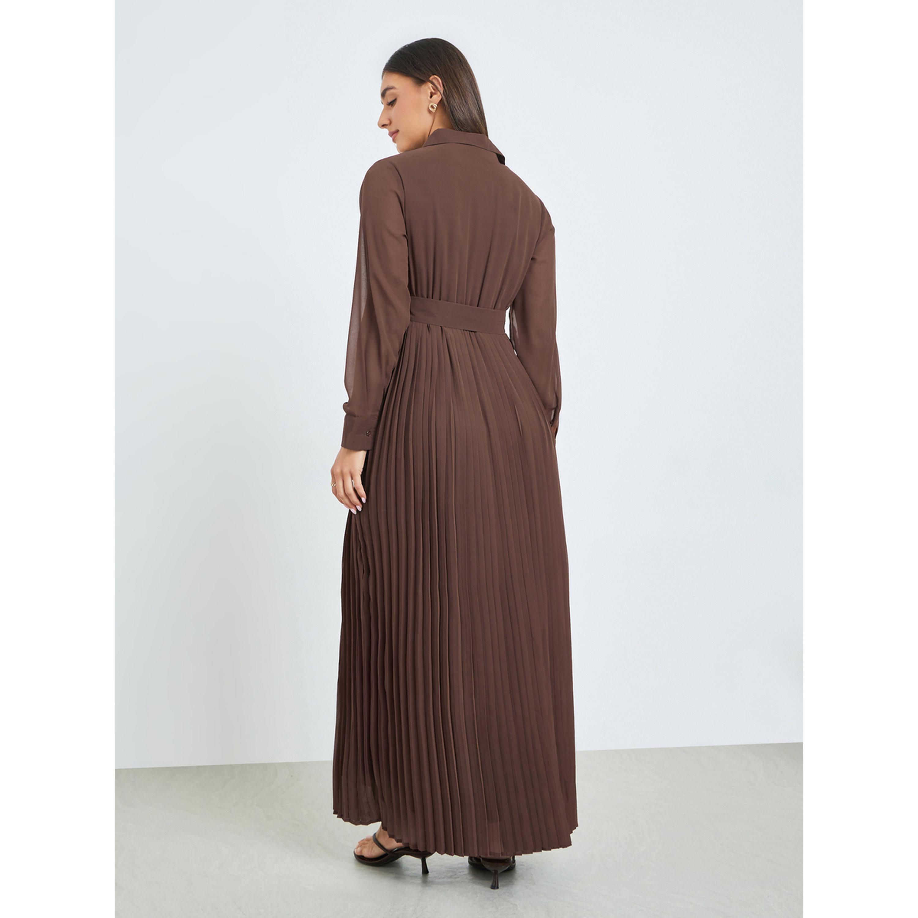 فستان طويل بكسرات مع حزام-women-clothing-dresses-image-4