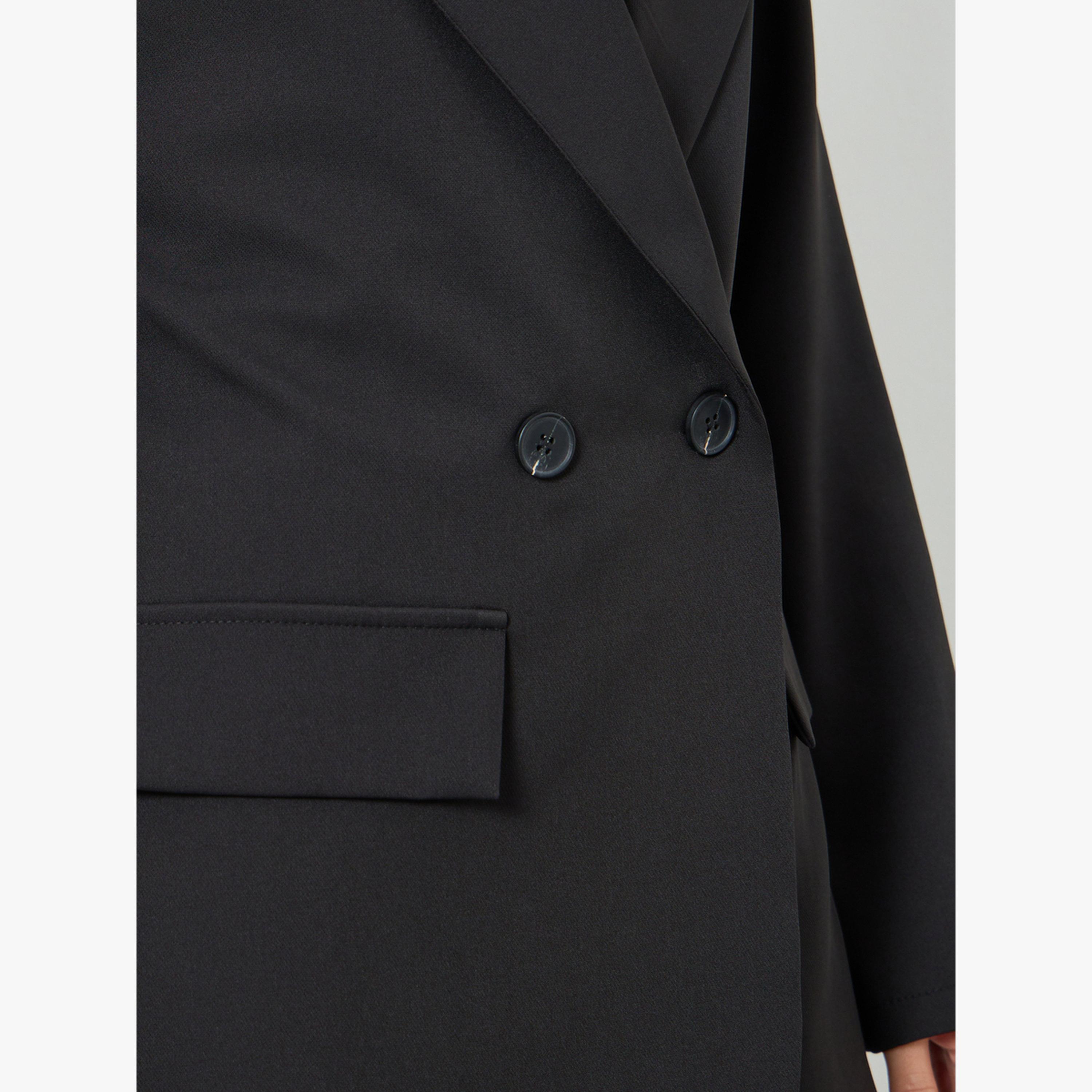 Take Two Women Lapel Button Front Blazer and Mesh Skirt Co-Ords-women-clothing-coordsets-image-3
