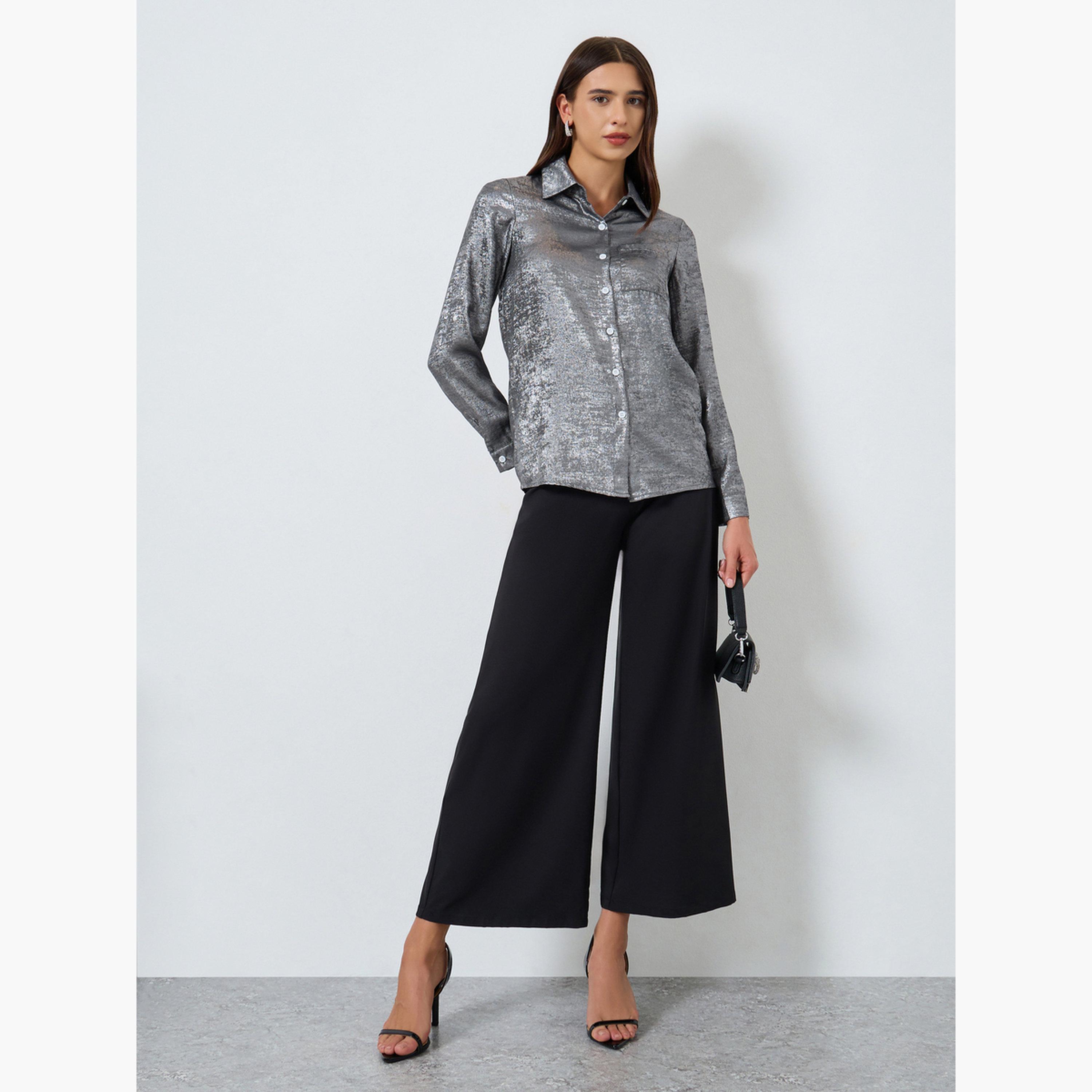تيك تو - قميص سادة بأكمام طويلة-women-clothing-shirtsandblouses-shirts-image-2