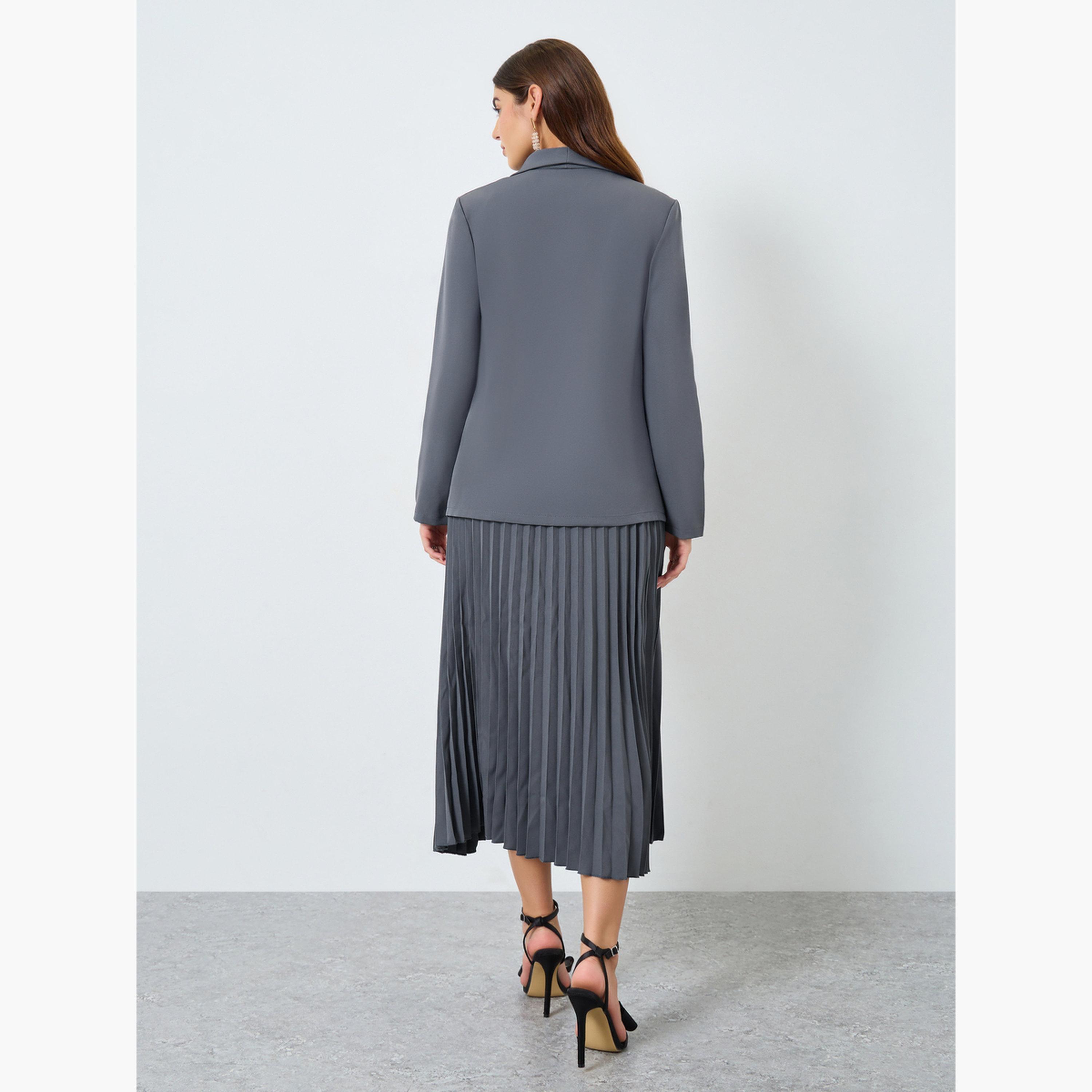 Take Two Grey Blazer and Pleated Skirt Co-ords-women-clothing-coordsets-image-4