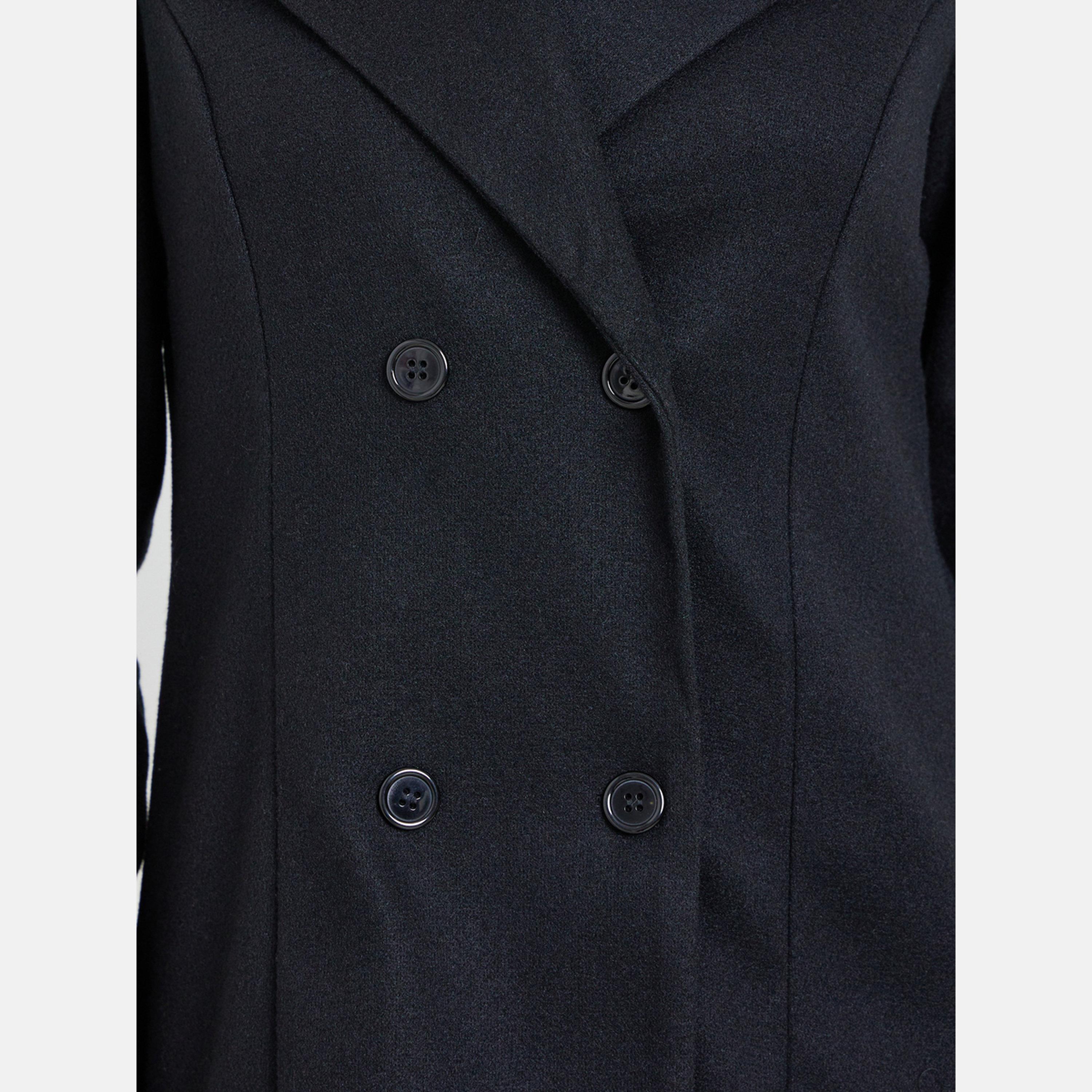 Take Two Black Solid Notch Lapel Long Sleeves Women's Buttoned Coat-women-clothing-coatsandjackets-coats-image-4