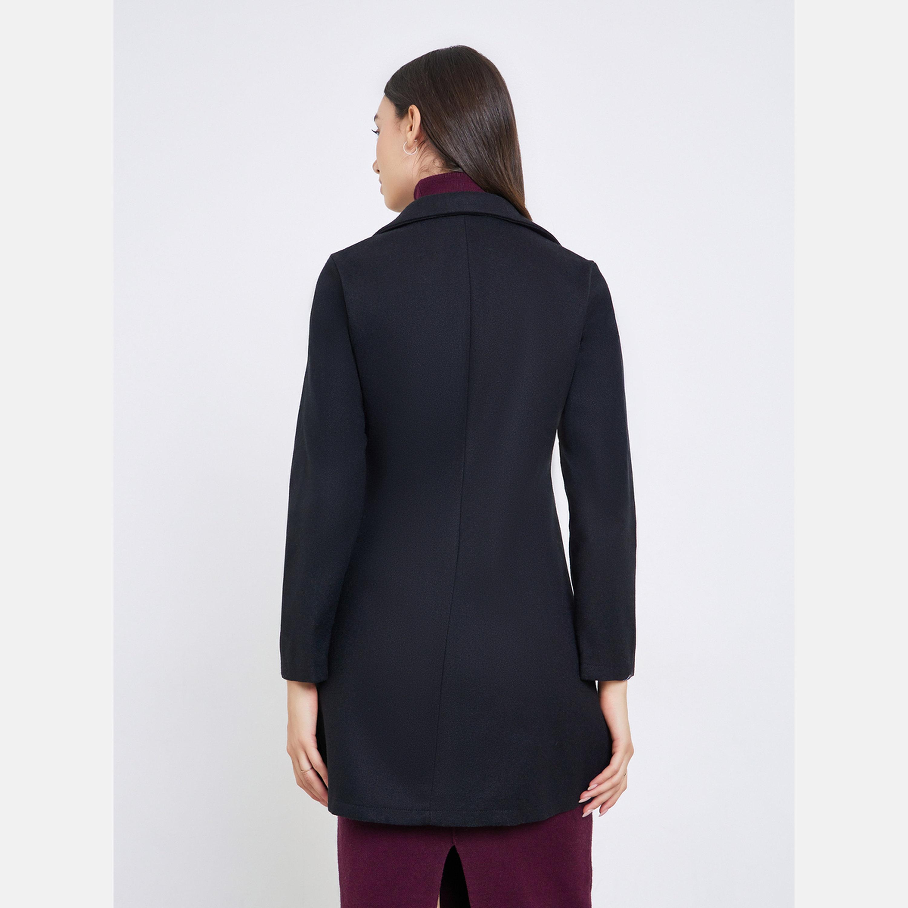 Take Two Black Solid Notch Lapel Long Sleeves Women's Buttoned Coat-women-clothing-coatsandjackets-coats-image-5