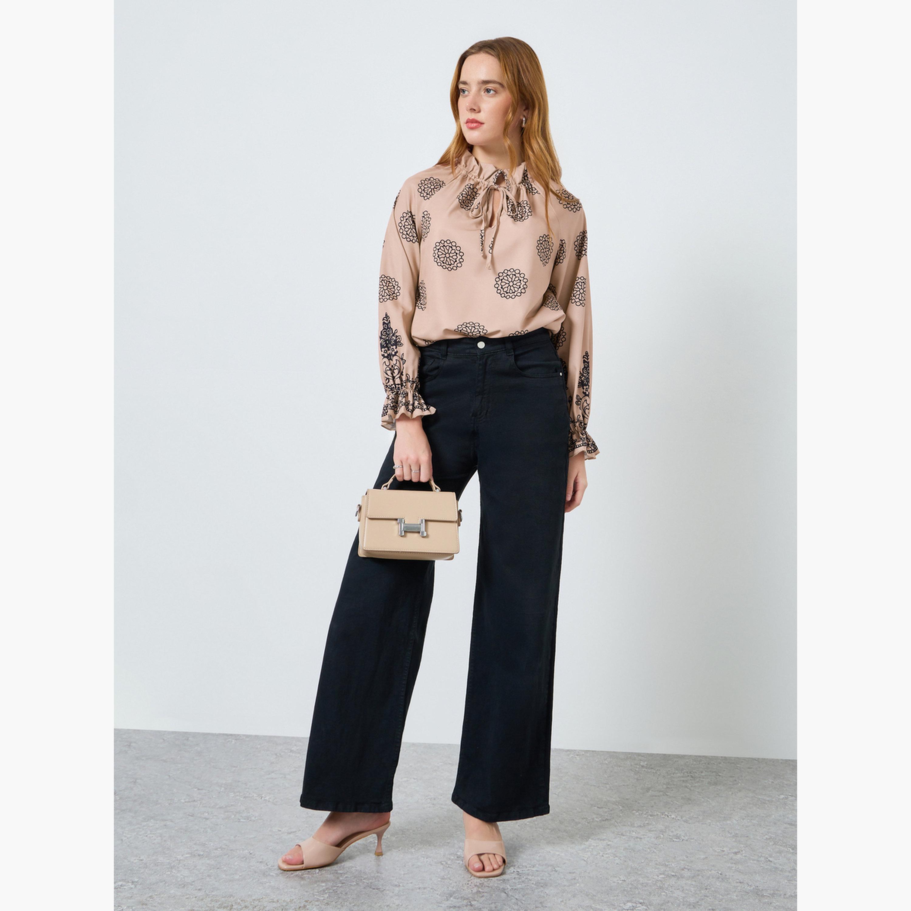 Take Two Women Graphic Printed Tie-Up Neck Top-women-clothing-shirtsandblouses-blouses-image-2