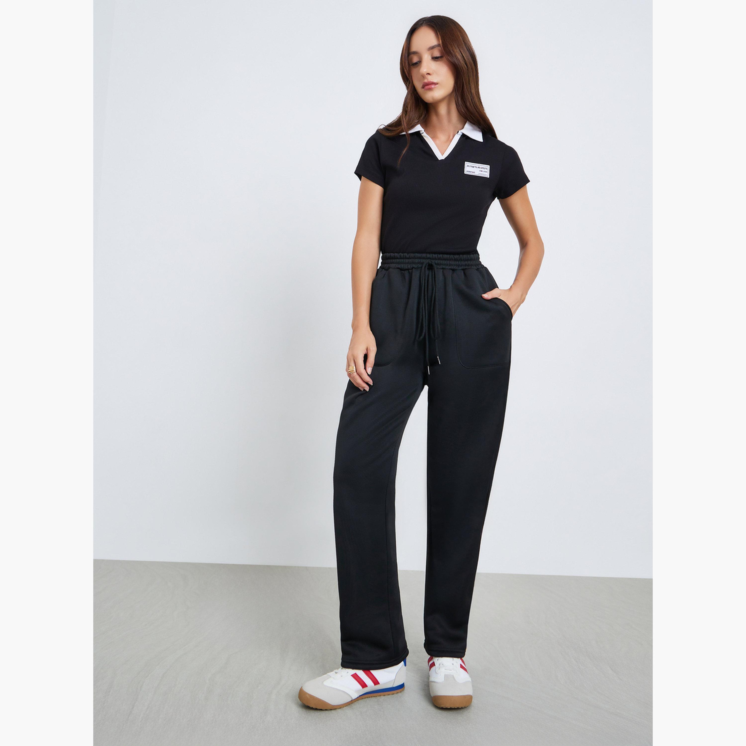 Take Two Women Elastic Drawstring Waist Straight Leg Pants-women-clothing-bottoms-joggers-image-2