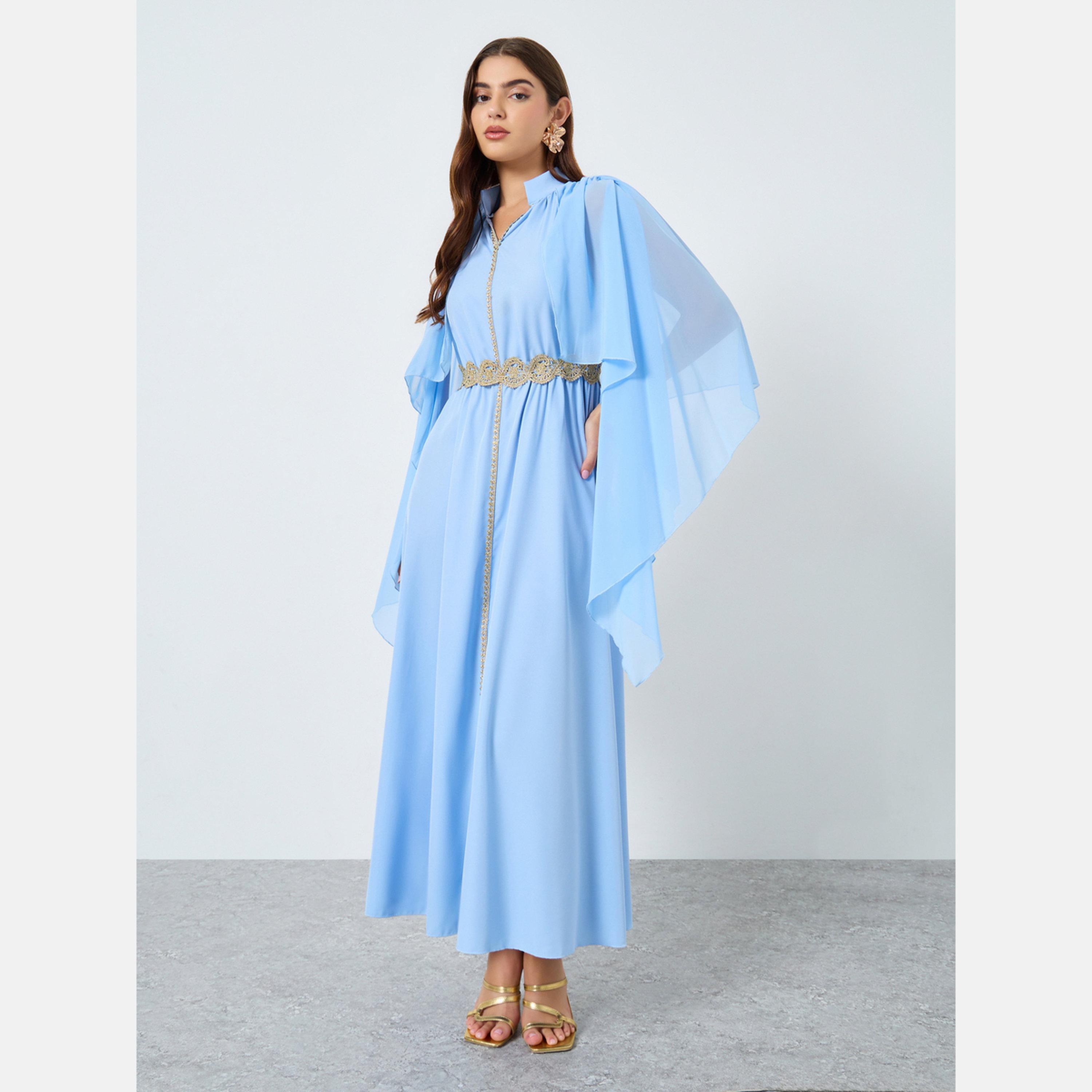 تيك تو - فستان ماكسي غير متماثل بتفاصيل الدانتيل-women-clothing-dresses-image-2