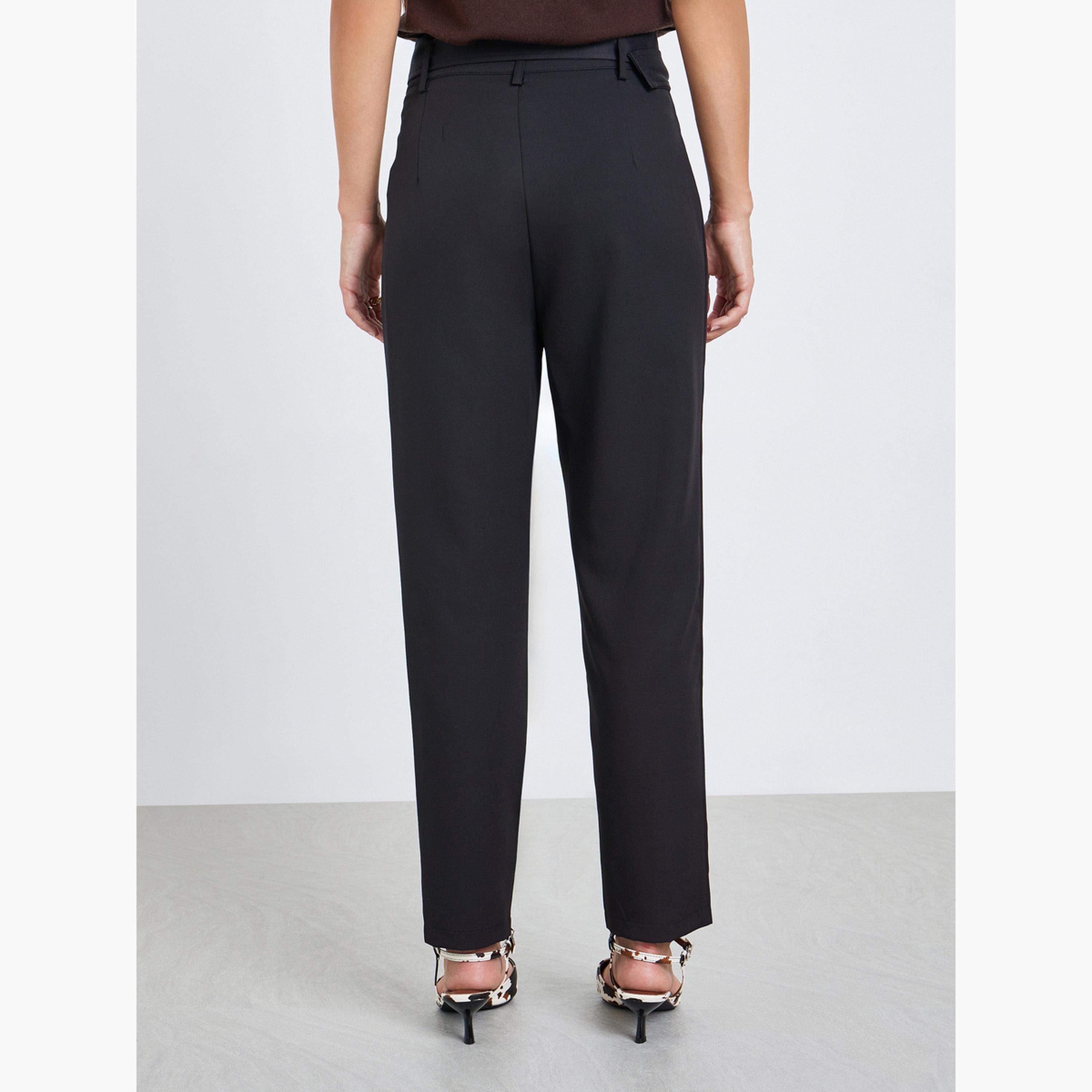 بنطال ضيق من الأسفل بتفاصيل طيات وحزام-women-clothing-bottoms-trousers-image-4