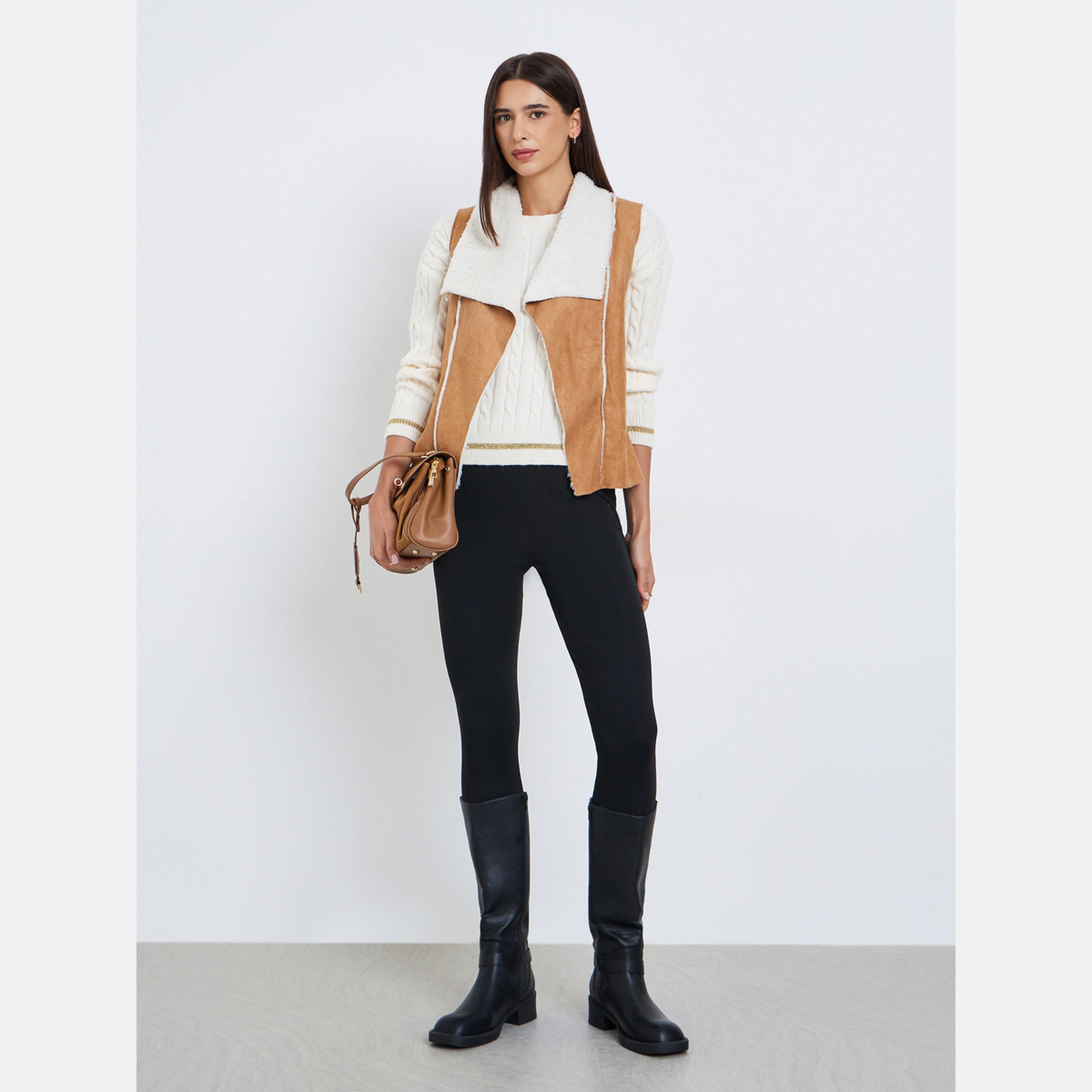 Take Two Solid Shawl Collar Sleeveless Women's Open Front Jacket-women-winterwear-coatsandjackets-waistcoats-image-2