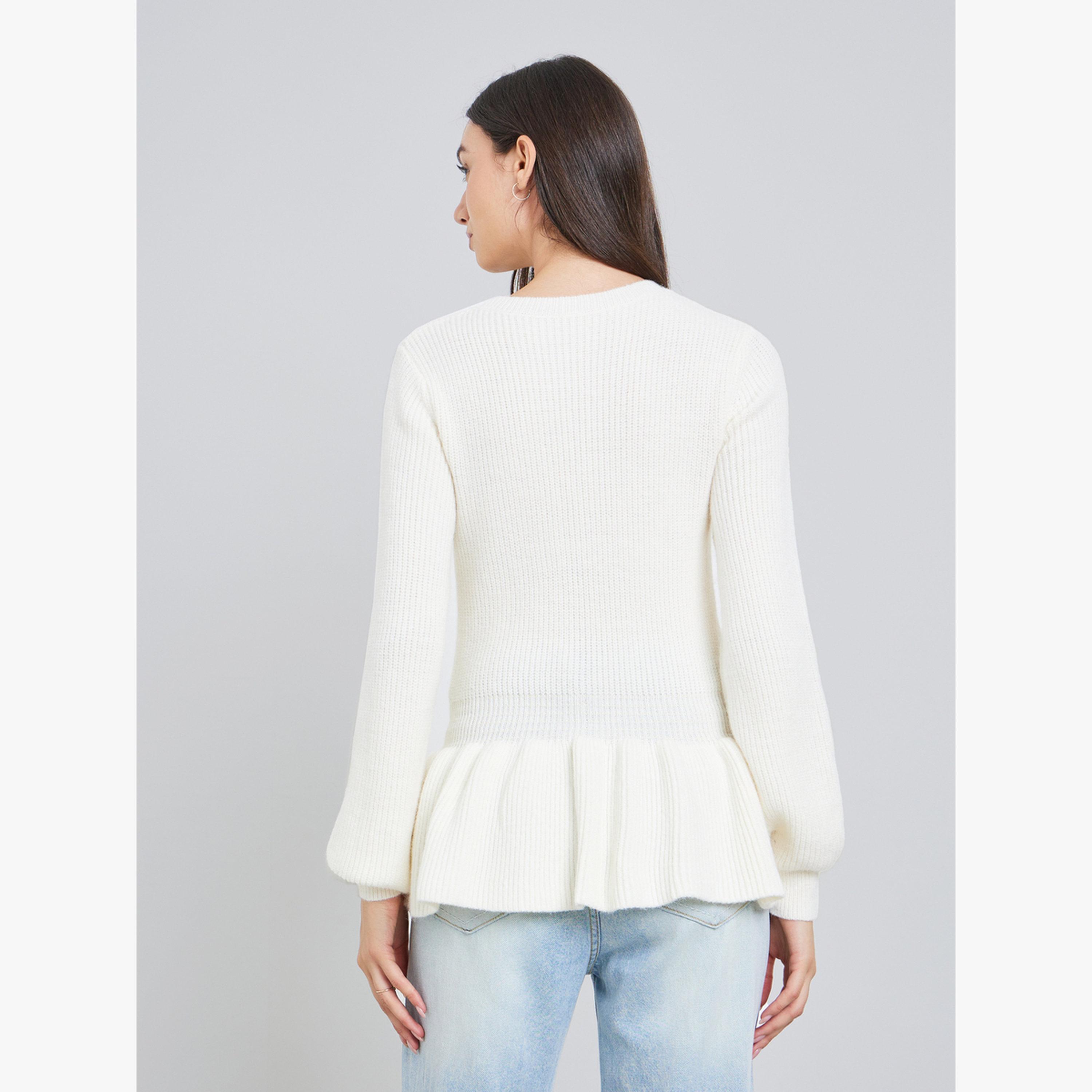 Take Two Solid Button Front Ruffled Hem Sweater-women-clothing-cardigansandjumpers-jumpers-image-4