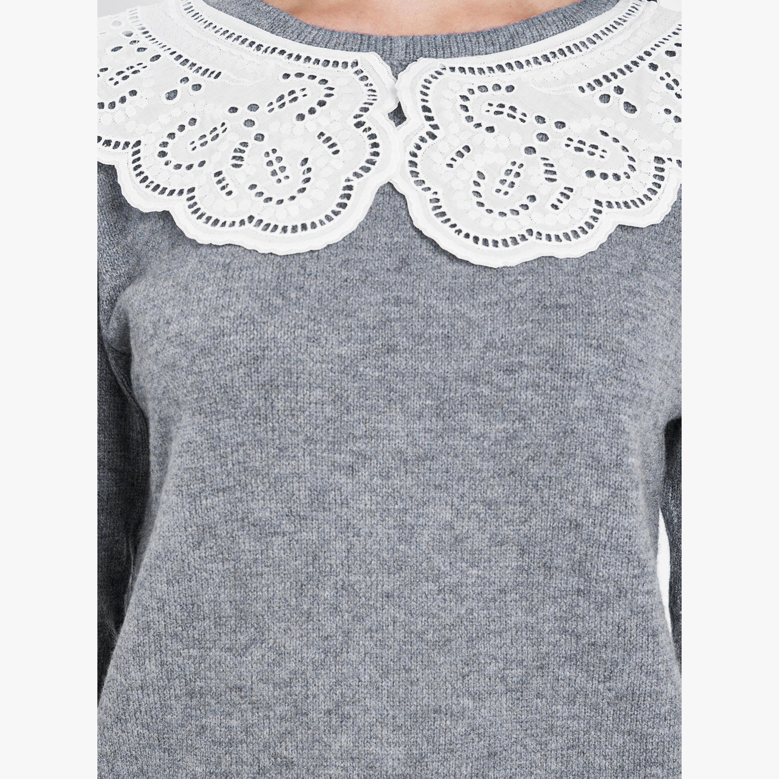 سويتر سادة بأكمام طويلة مزين بدانتيل على الكتف-women-clothing-cardigansandjumpers-jumpers-image-3